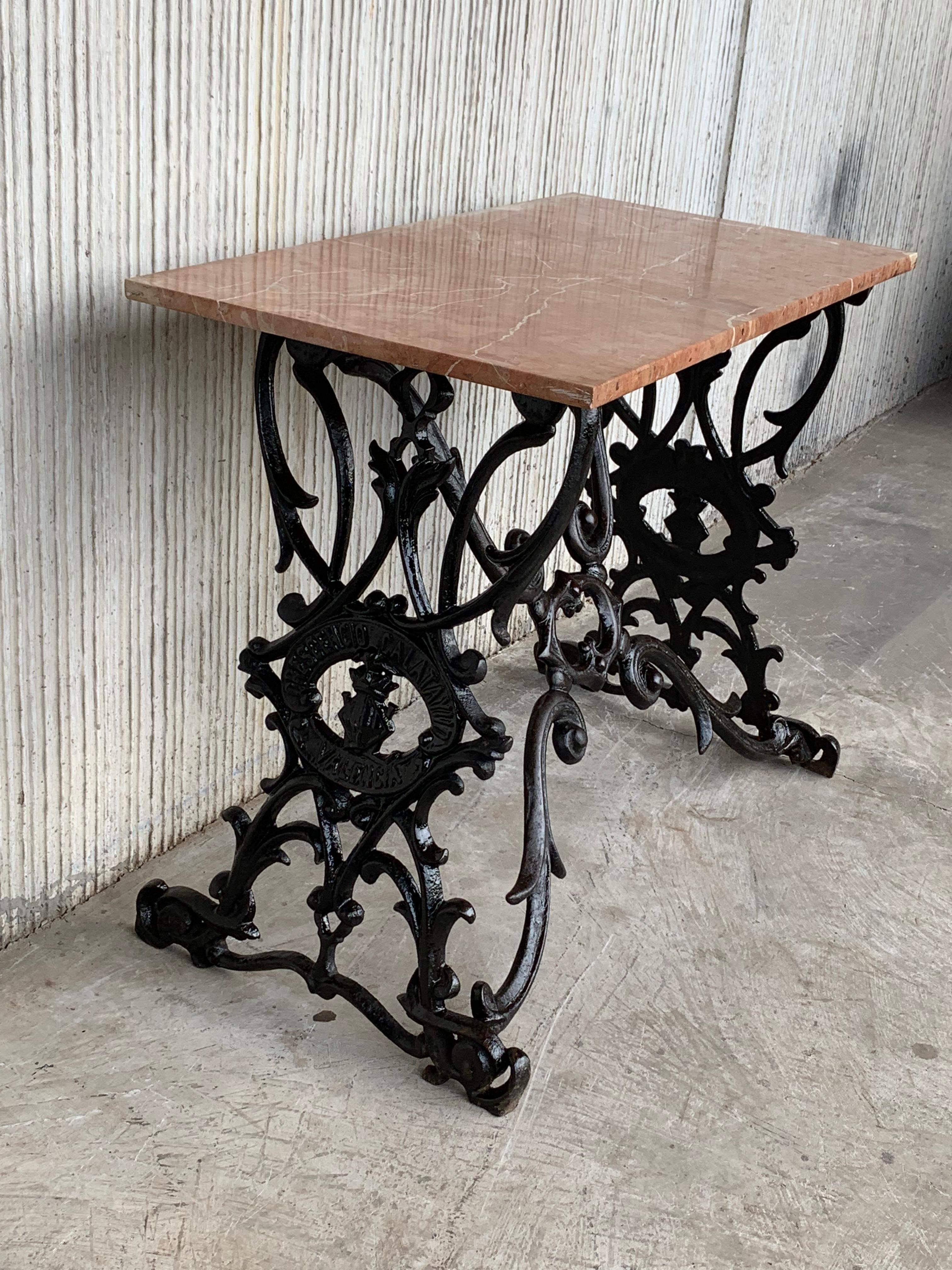 19th Century Spanish Cast Iron Bistro, Garden, Coffee Table with Marble Top 2