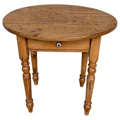 19th Spanish Country Pine Side Oval Table or Coffee table with Drawer