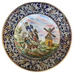 19th Spanish Decorative Charger Plate Depicting Don Quixote