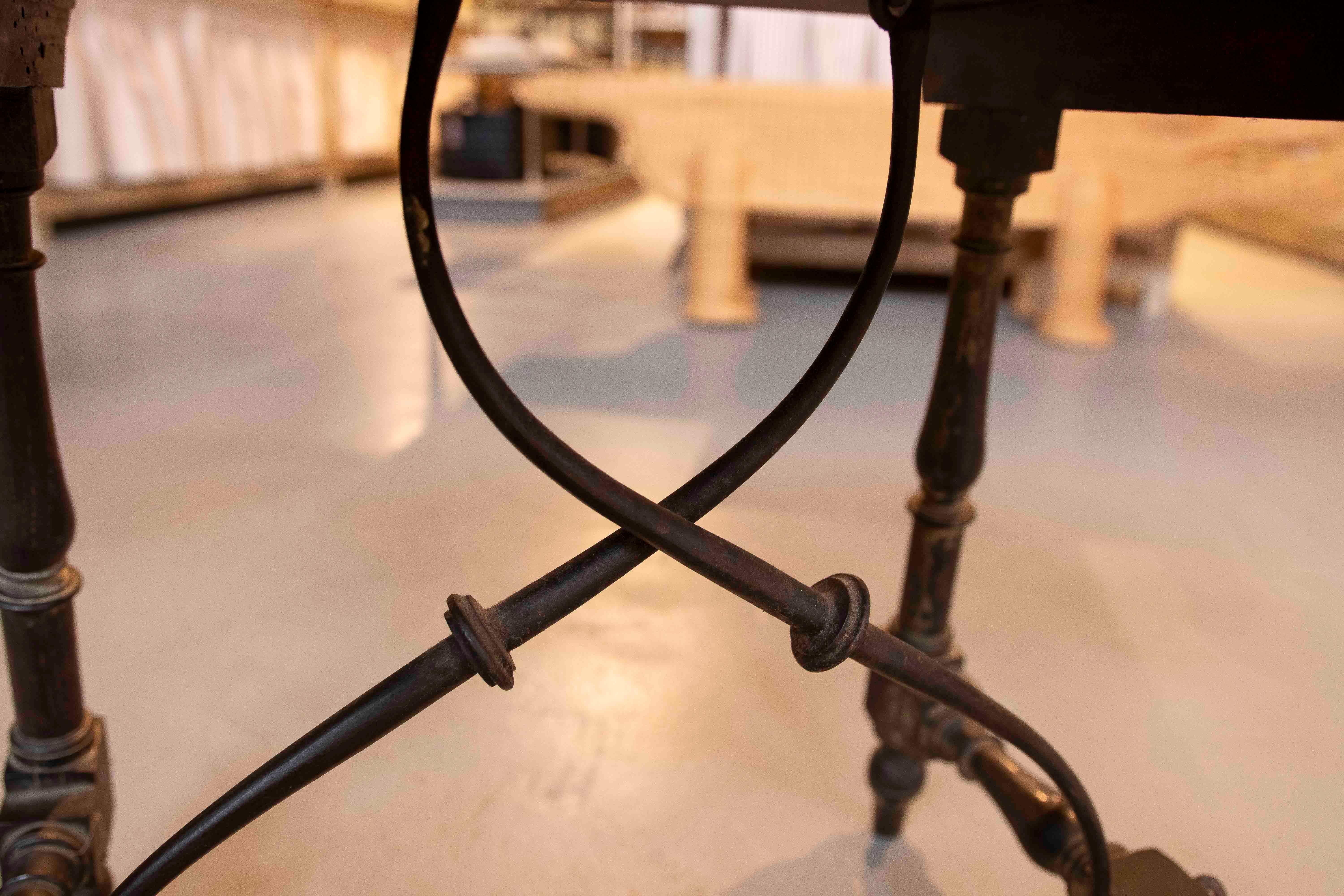 19th Spanish Side Table with Wrought Iron Base For Sale 7