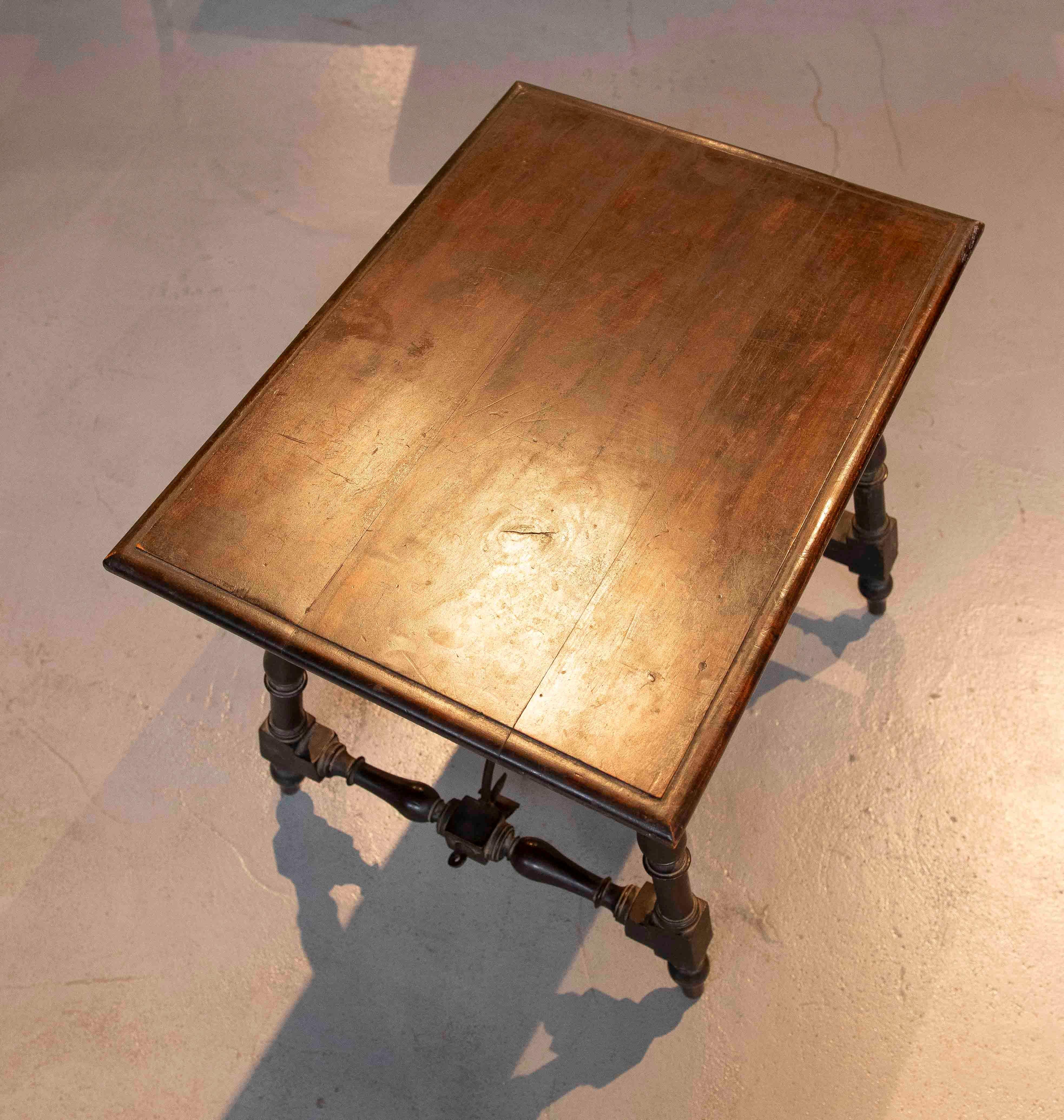 19th Spanish Side Table with Wrought Iron Base For Sale 4