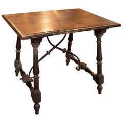 19th Spanish Side Table with Wrought Iron Base