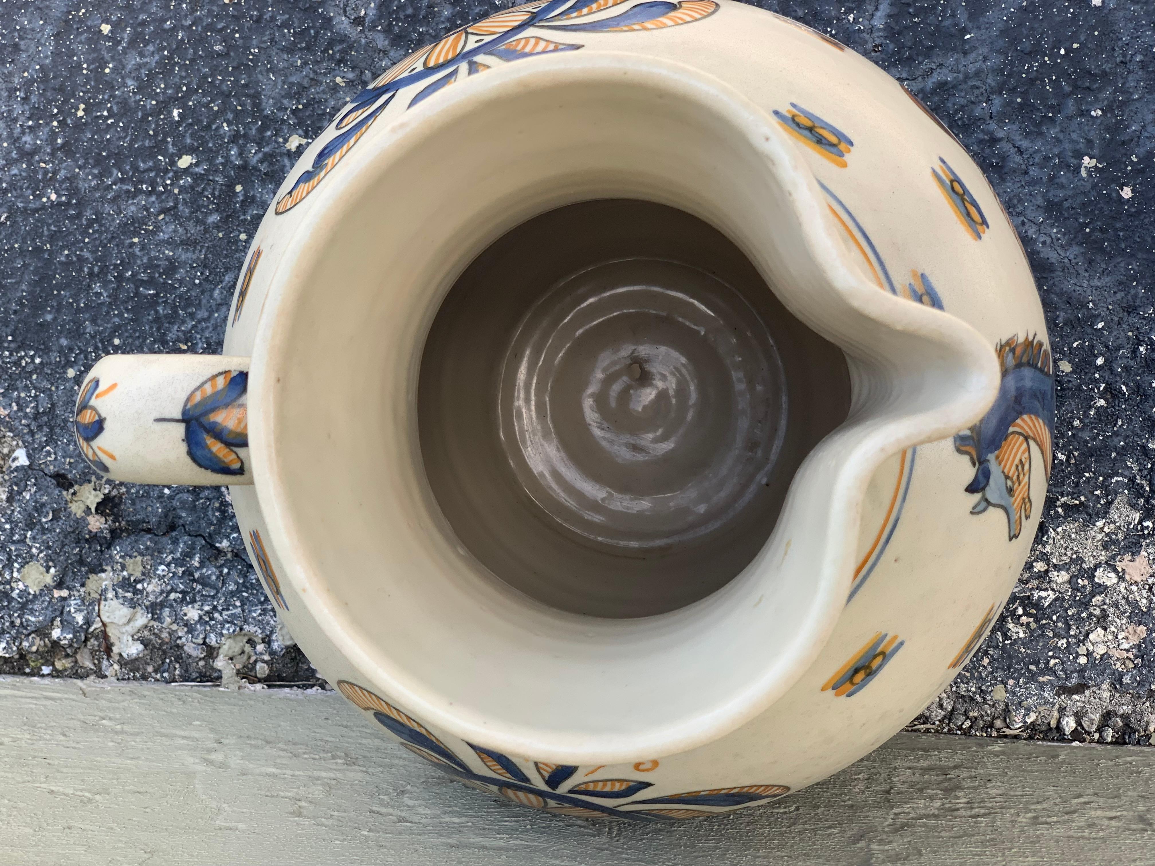 19th Century Striking Continental Glazed Earthenware Blue and Yellow Painted Urn, Talavera For Sale