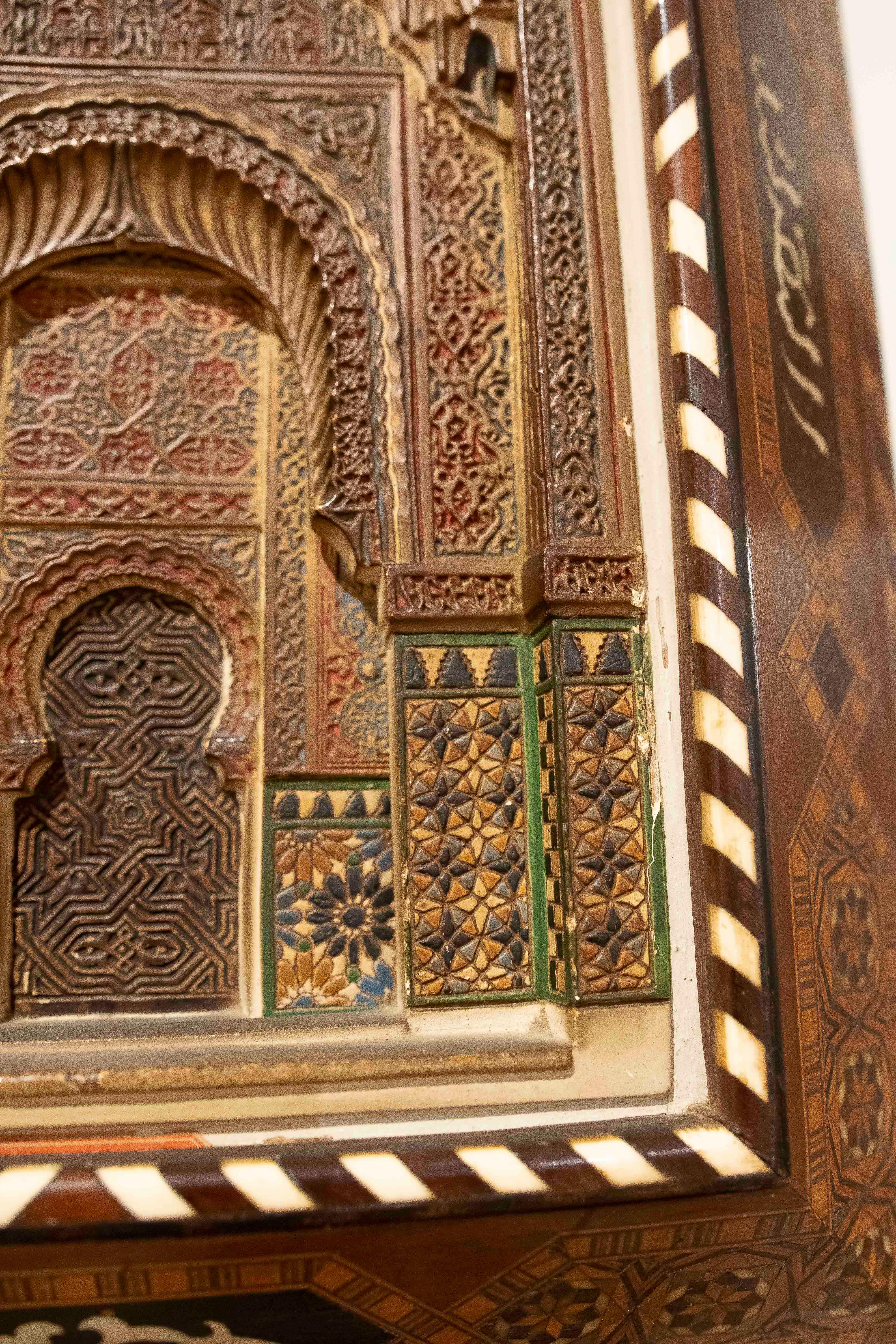 19th Stucco Model of the Alhambra with a Granada Inlaid Frame For Sale 6