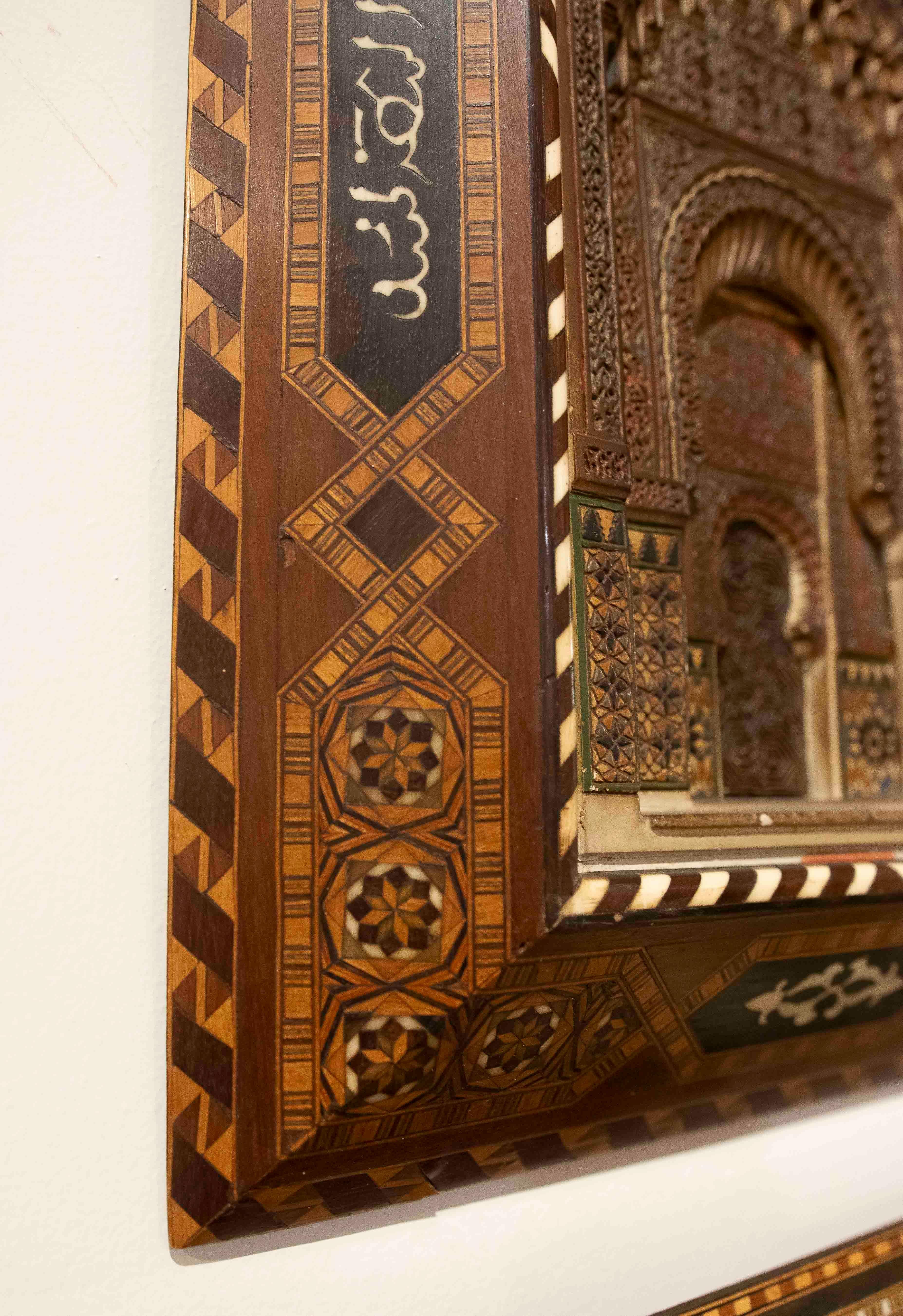 19th Stucco Model of the Alhambra with a Granada Inlaid Frame For Sale 2