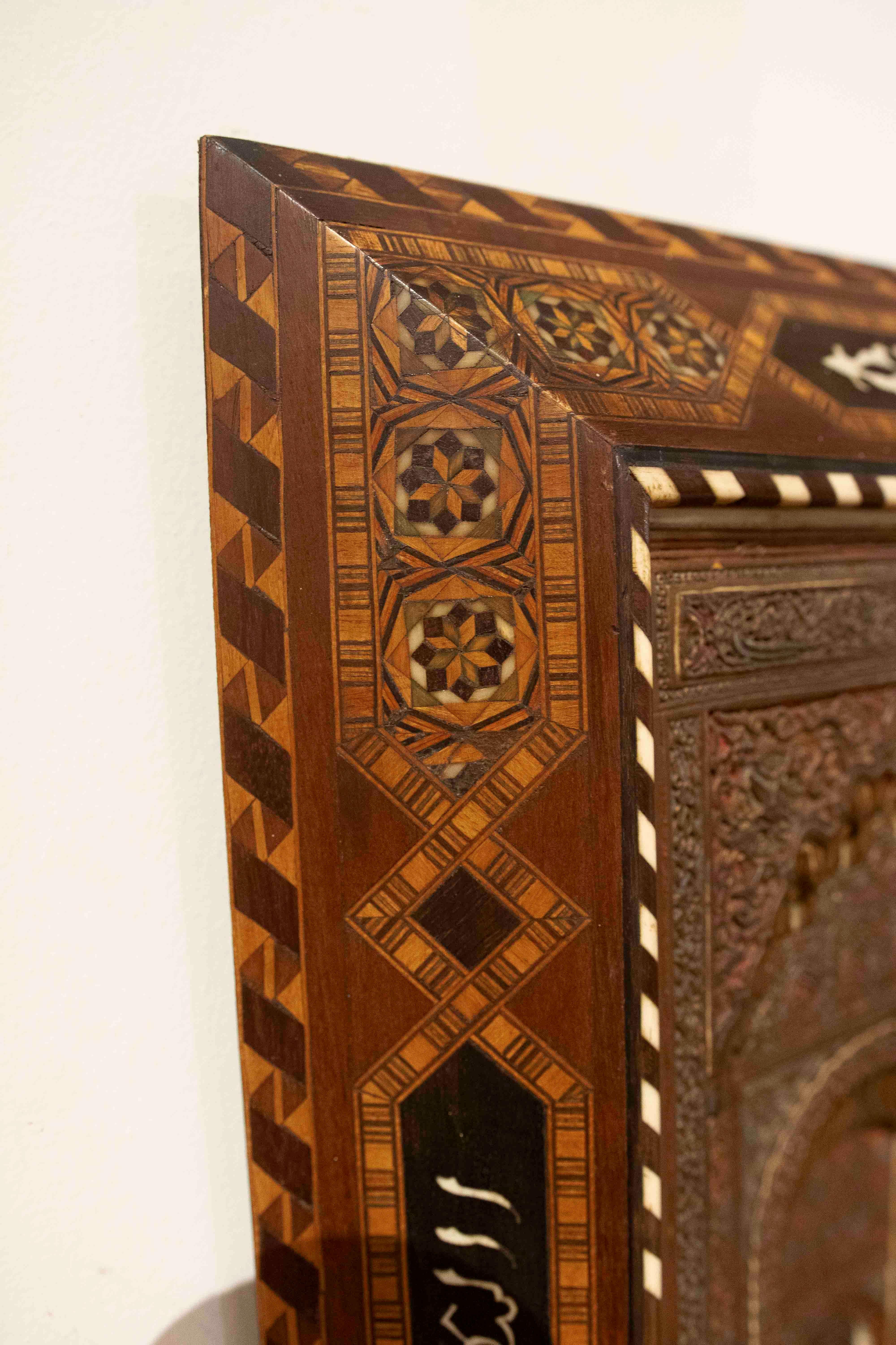 19th Stucco Model of the Alhambra with a Granada Inlaid Frame For Sale 4