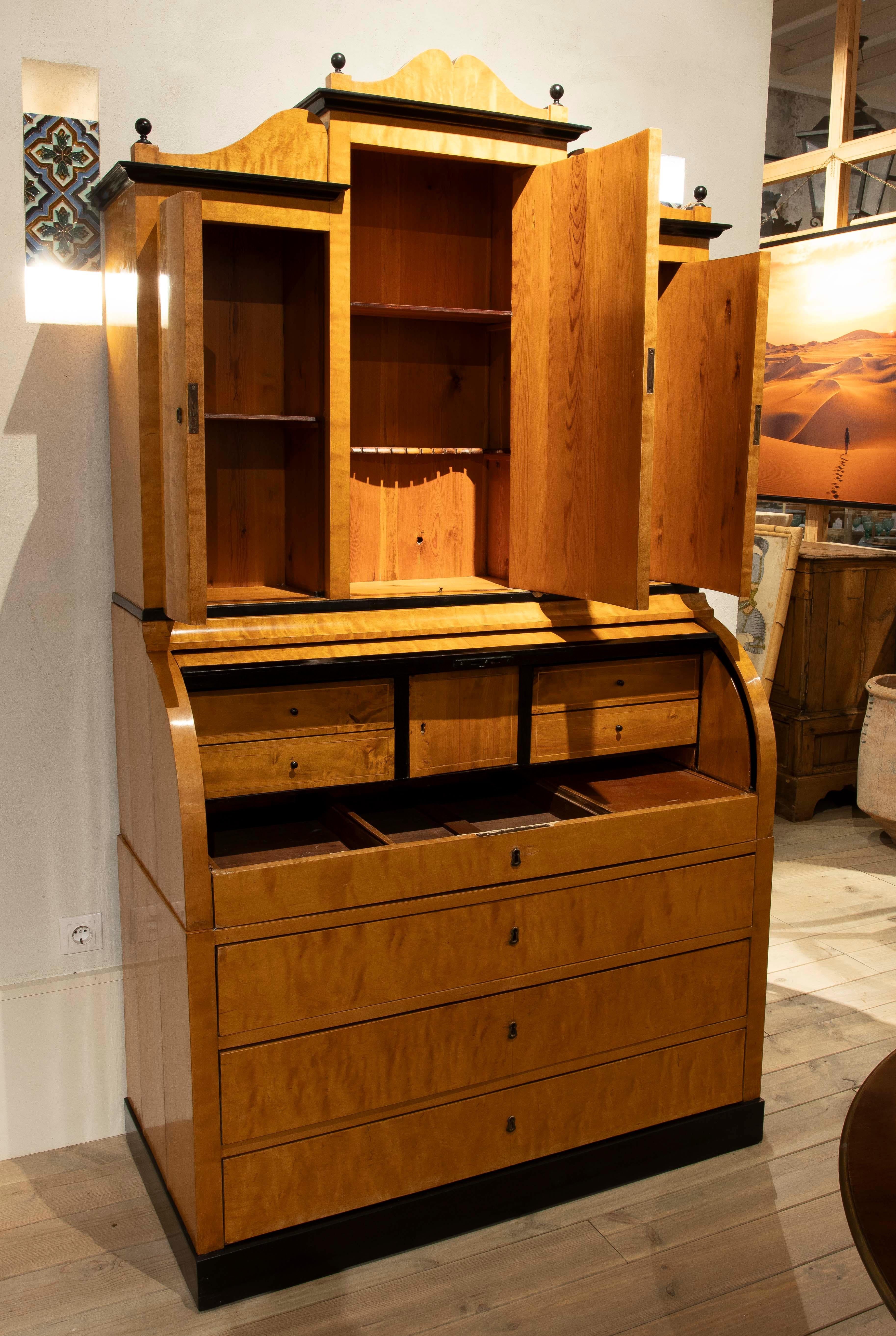 19th Swedish Biedermeier Desk Made of Birch Wood and Rosewood In Good Condition For Sale In Marbella, ES