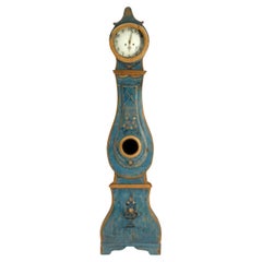 19th Swedish Gustavian Longcase Painted Mora Clock 