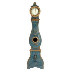 19th Swedish Gustavian Longcase Painted Mora Clock