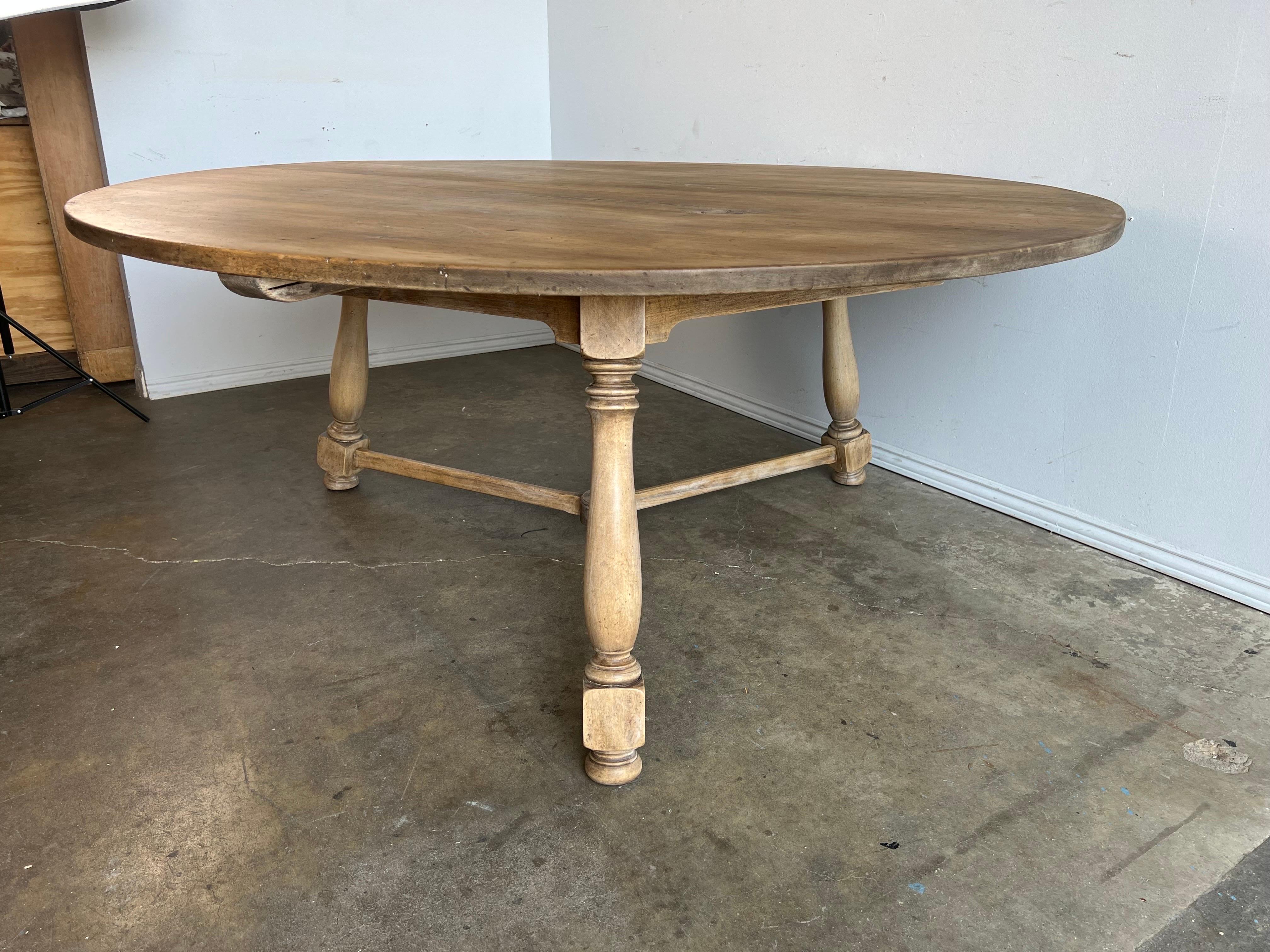 19th Swedish Round Shaped Bleached Wood Table 10