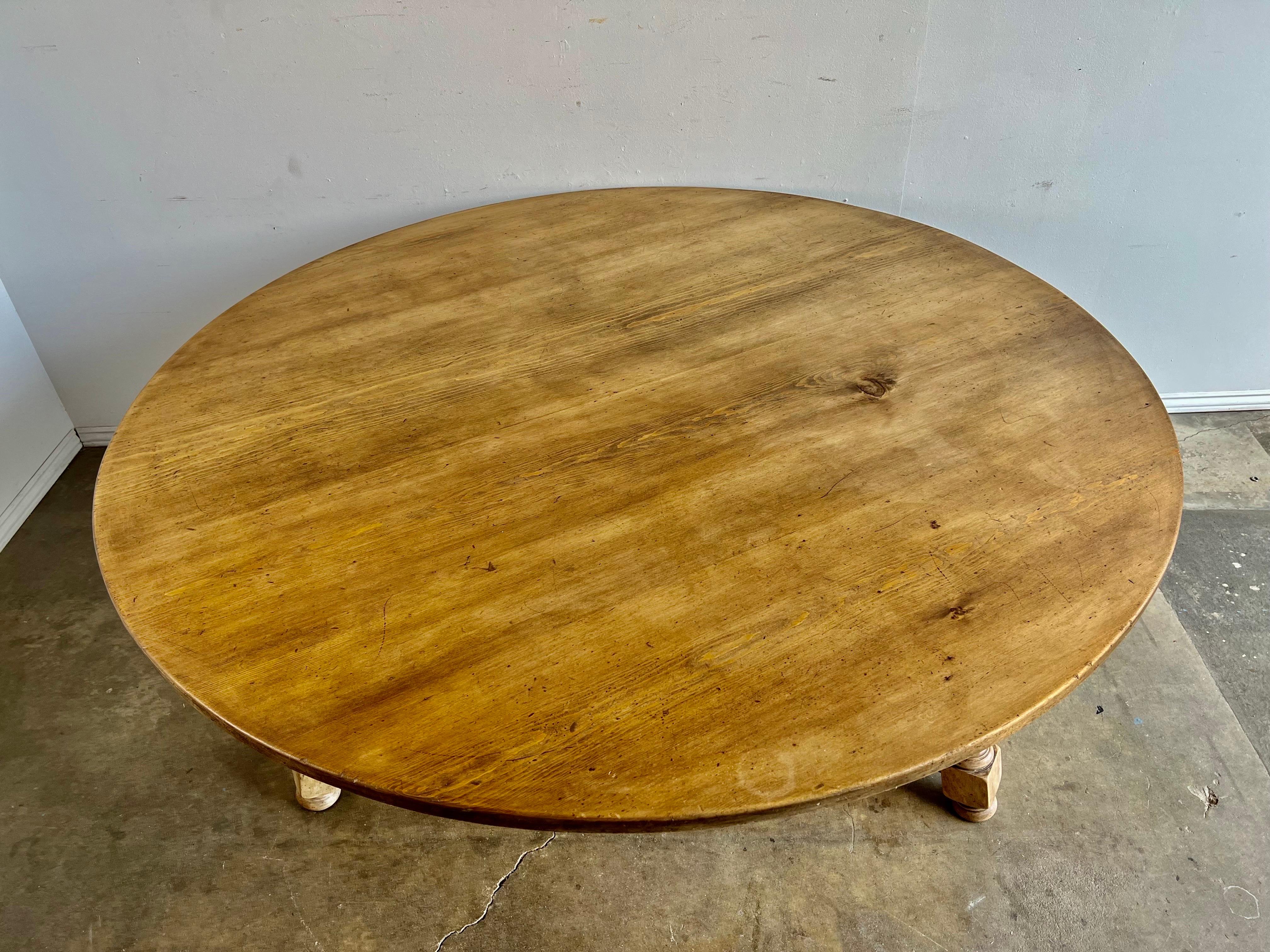 19th Century 19th Swedish Round Shaped Bleached Wood Table