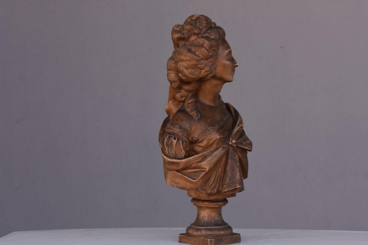 19th Century Terracota Bust by Augustin Pajou For Sale 12