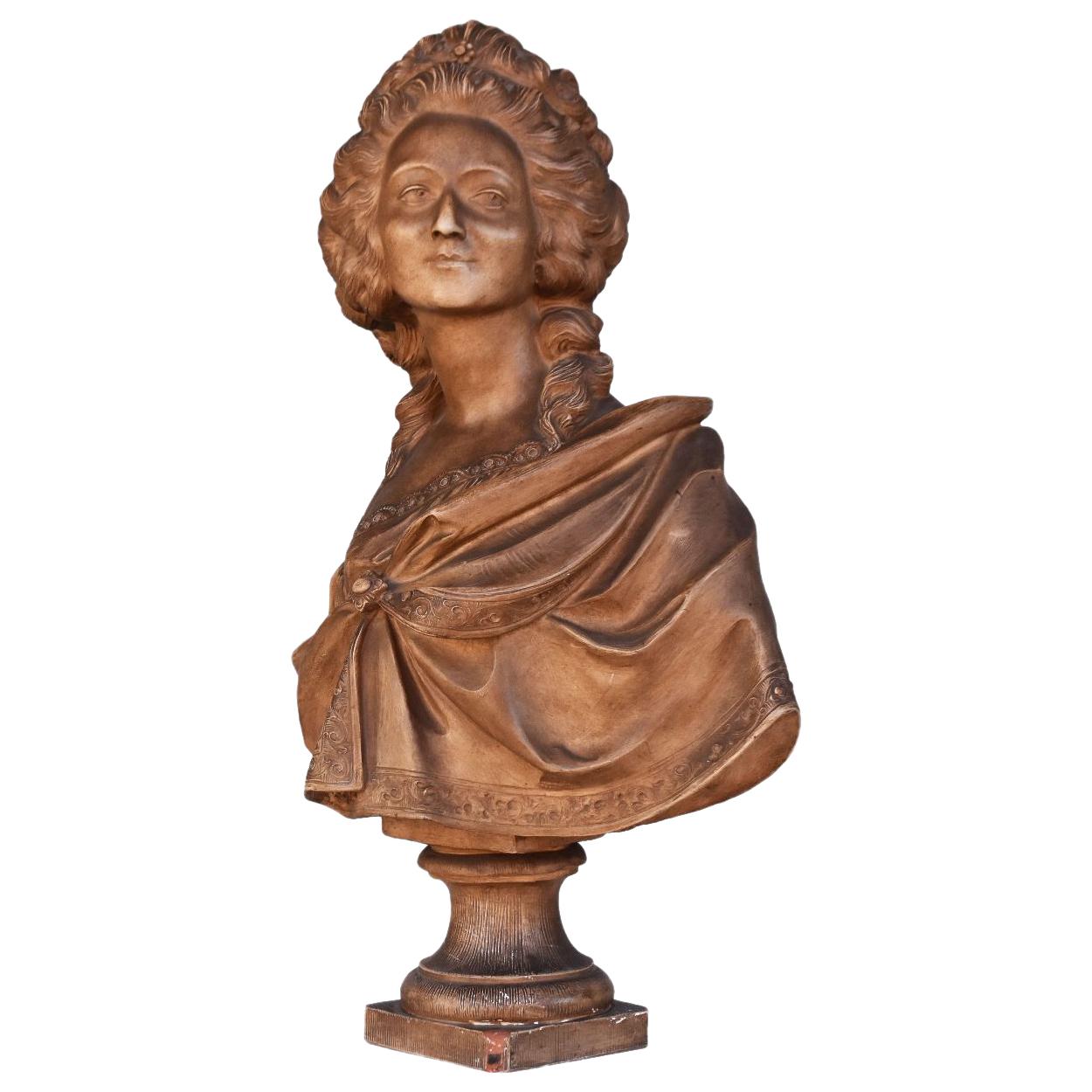 19th Century Terracota Bust by Augustin Pajou For Sale