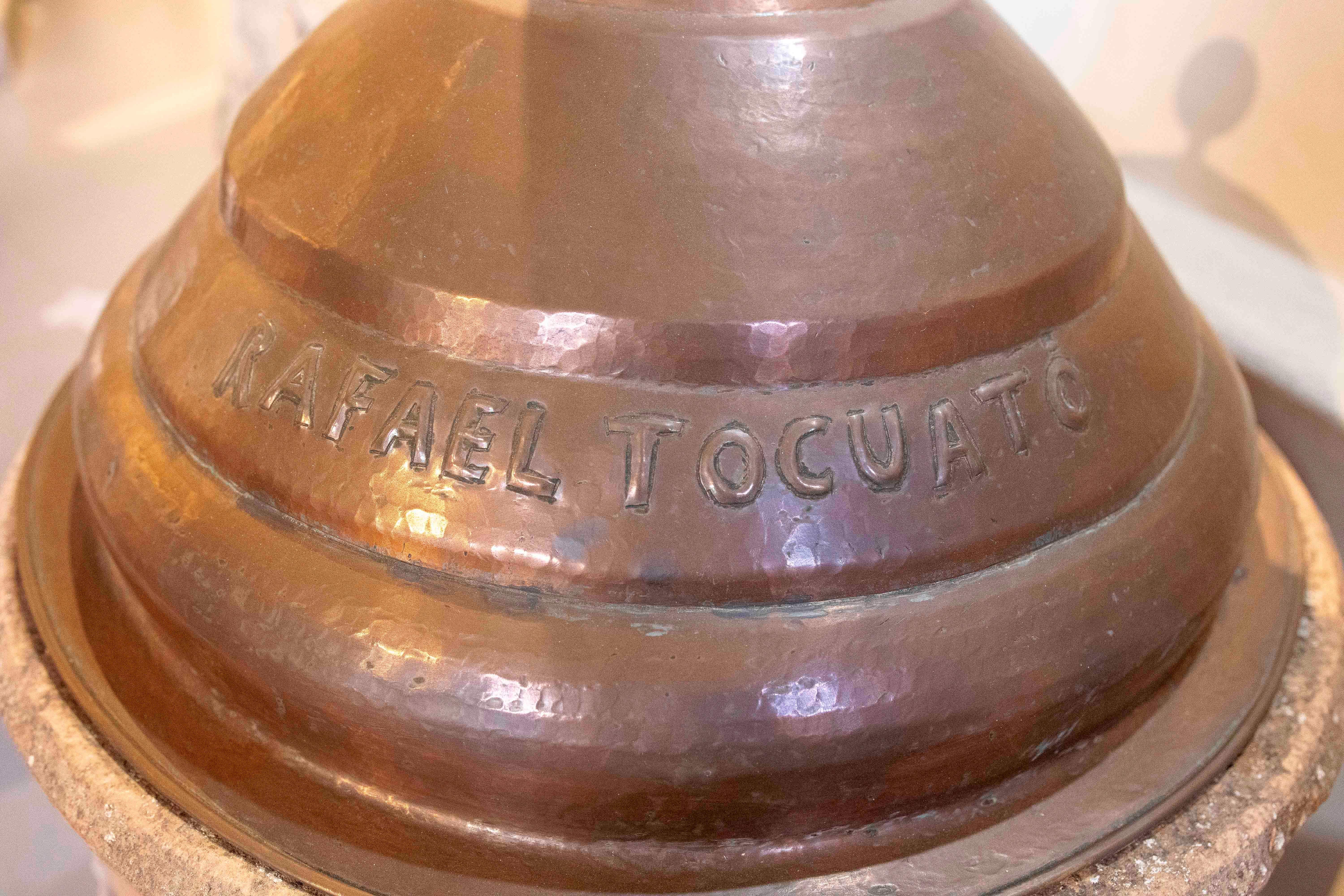 19th Terracotta Well Spout with Engraved Copper Lid For Sale 6