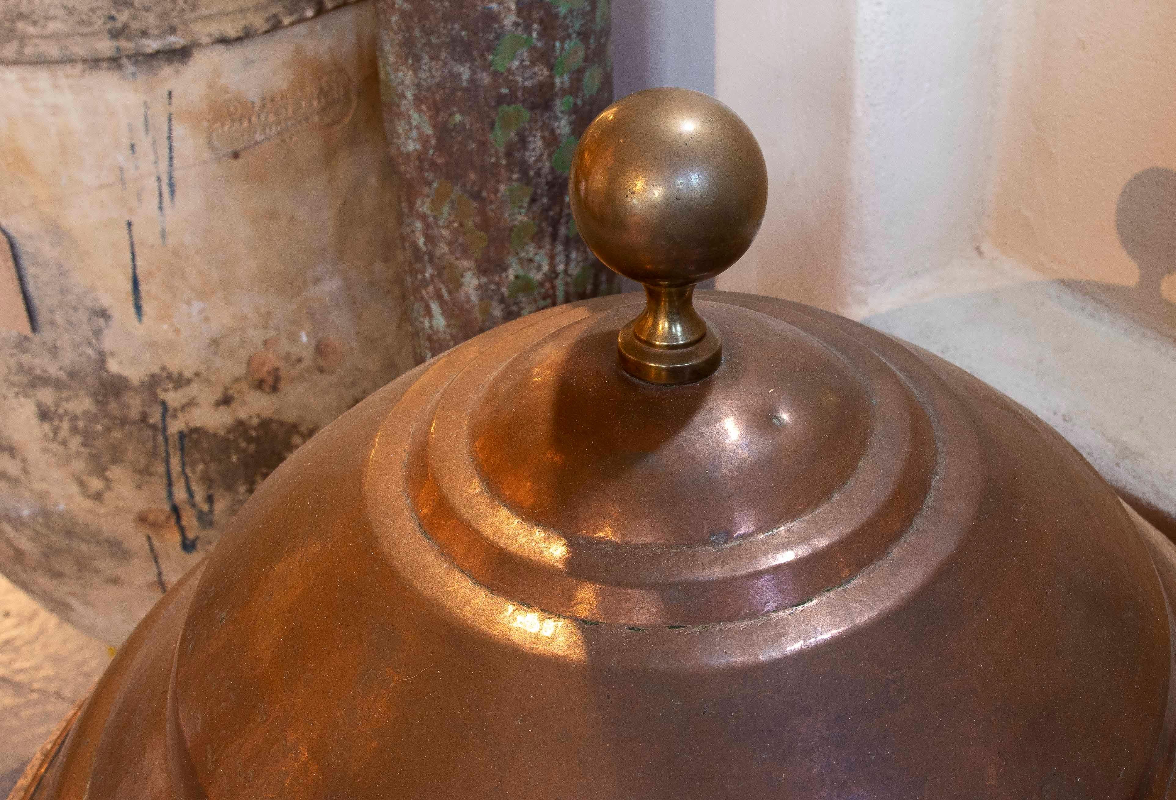 19th Century 19th Terracotta Well Spout with Engraved Copper Lid For Sale