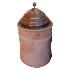 19th Terracotta Well Spout with Engraved Copper Lid