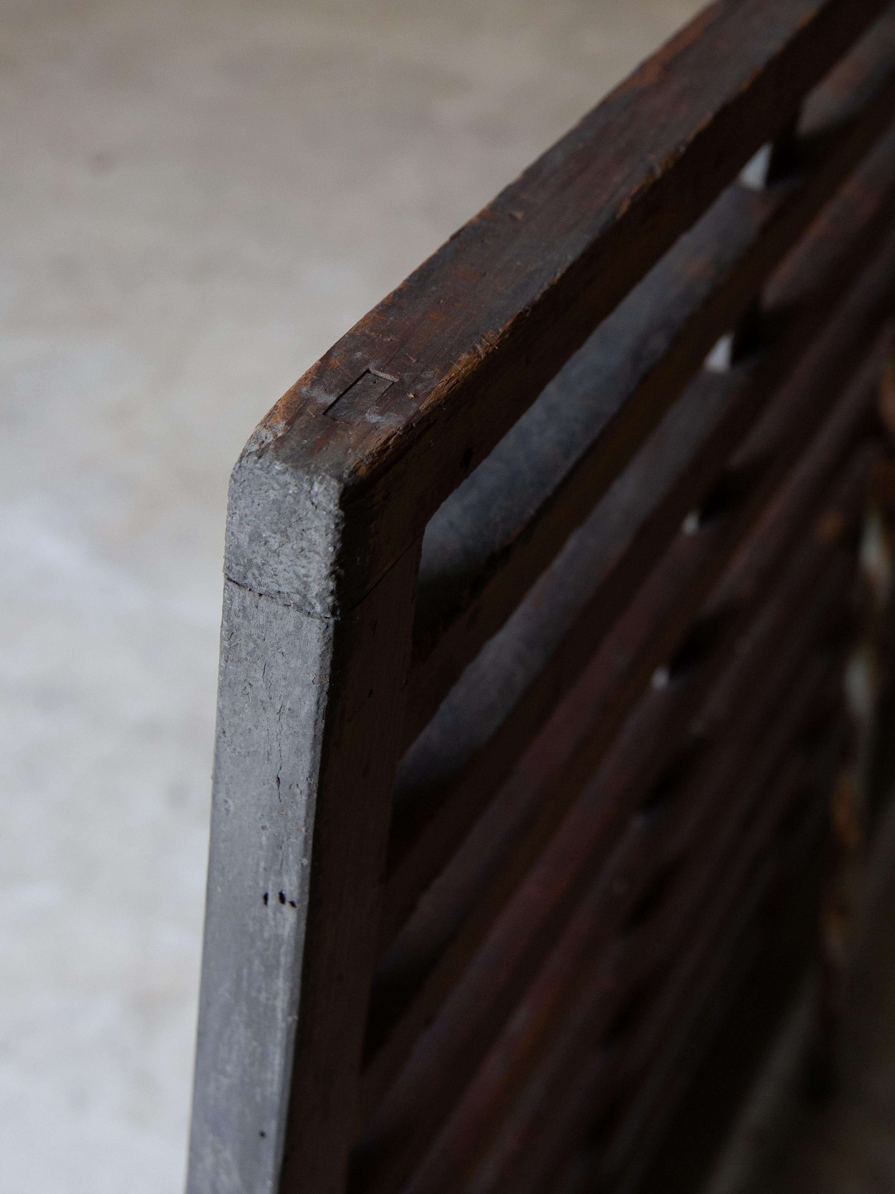 19. dicke Gittertür, antike Schiebetür mit Paneel. Japanische wabi sabi shoji im Angebot 4