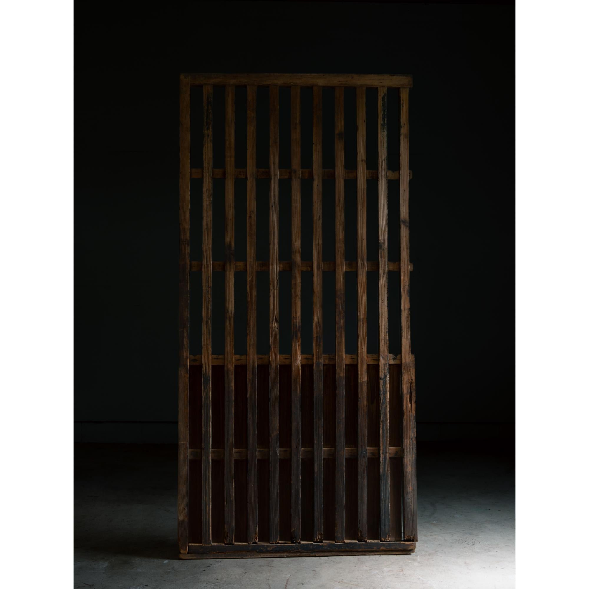 Japonais Porte en treillis 19ème, porte coulissante antique avec panneau. wabi sabi shoji japonais en vente