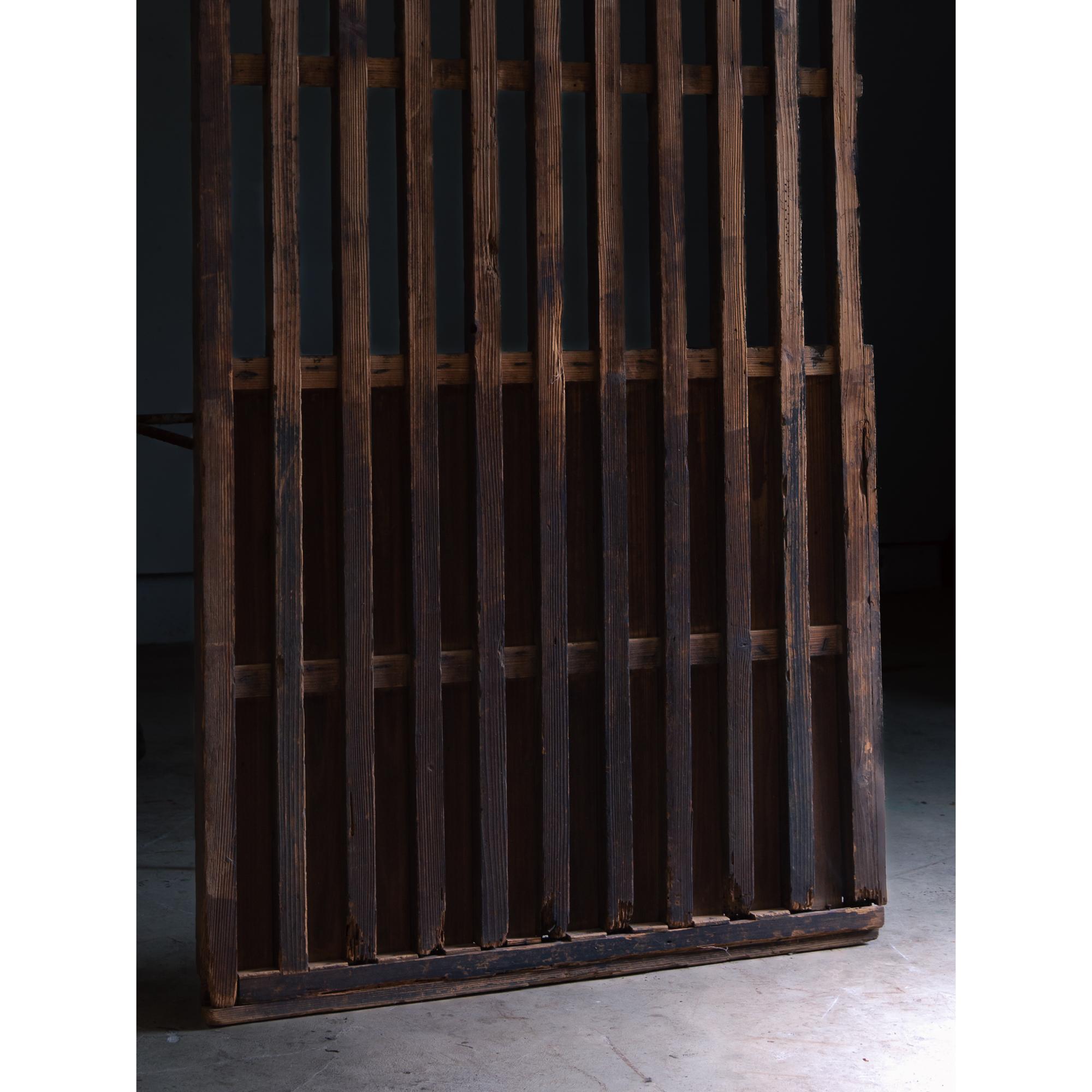 Bois Porte en treillis 19ème, porte coulissante antique avec panneau. wabi sabi shoji japonais en vente
