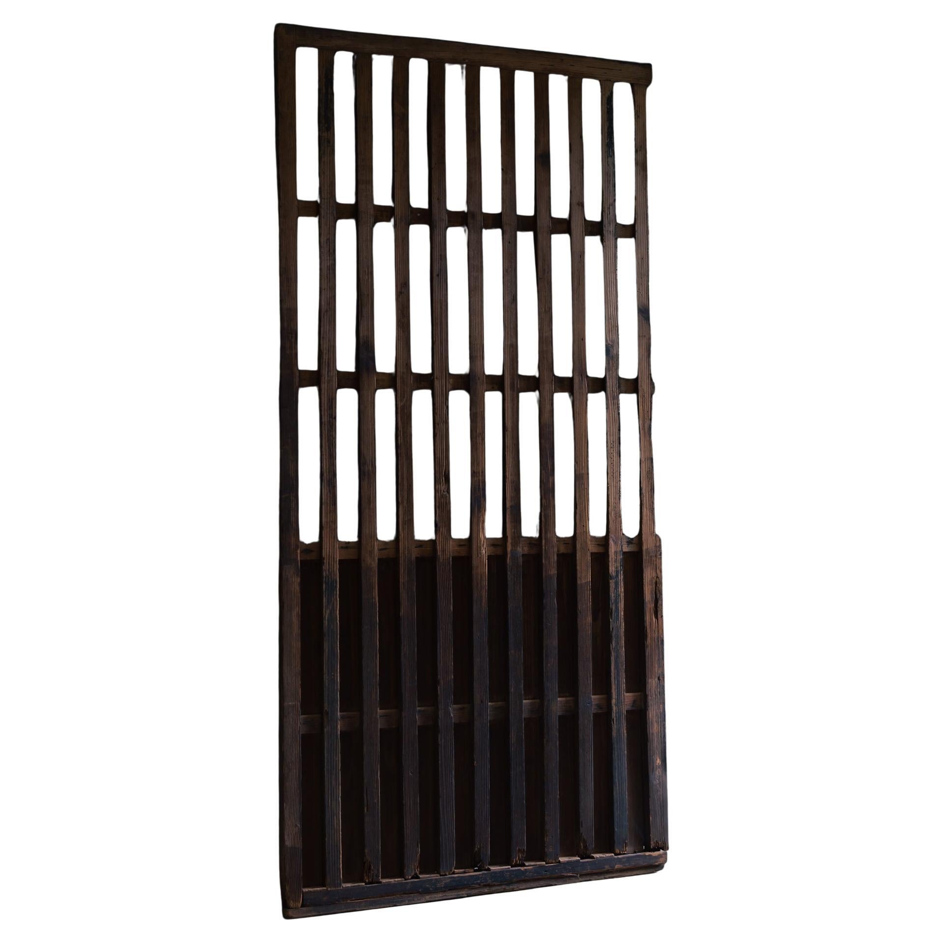 Porte en treillis 19ème, porte coulissante antique avec panneau. wabi sabi shoji japonais en vente