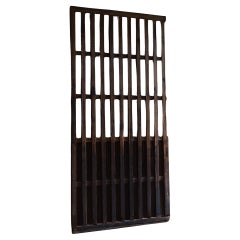 19th thick lattice door, antique sliding door w/ panel. Japanese wabi sabi shoji