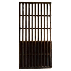 19th thick lattice door, antique sliding door w/ panel. Japanese wabi sabi shoji