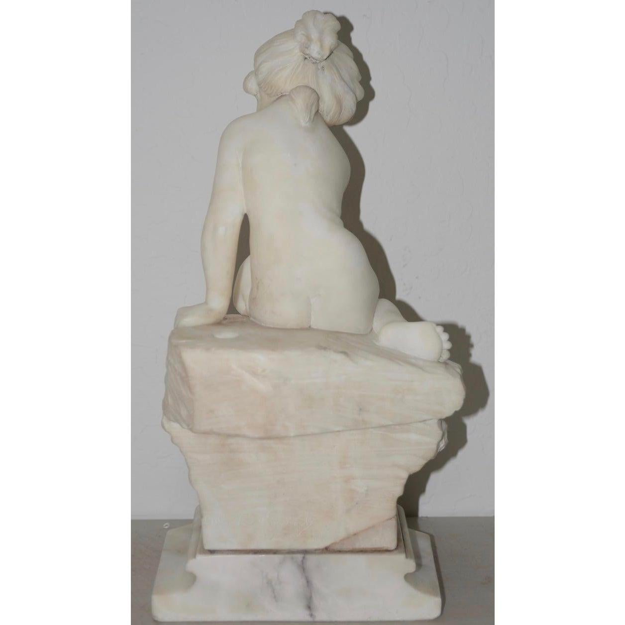 19th-early 20th century marble sculpture young child with kitten, circa 1920

Charming carved marble sculpture of a young child playing with a kitten.

The sculpture is signed on the back (illegible - see pics)

Dimensions 8.5