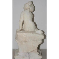 19th-Early 20th Century Marble Sculpture Young Child with Kitten, circa 1920
