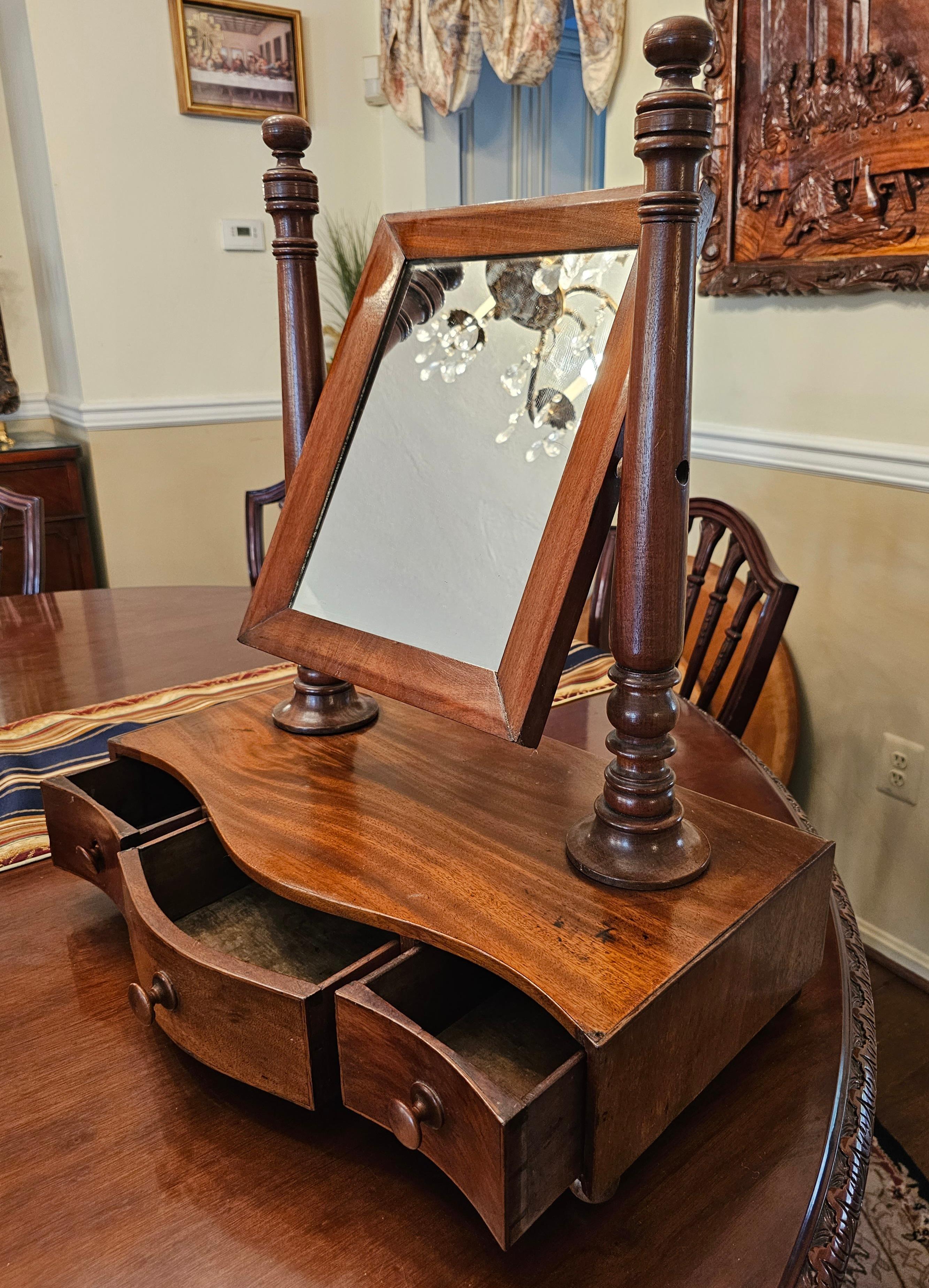 Woodwork 19th Victorian Mahogany Shaving Mirror or Chest Mirror For Sale