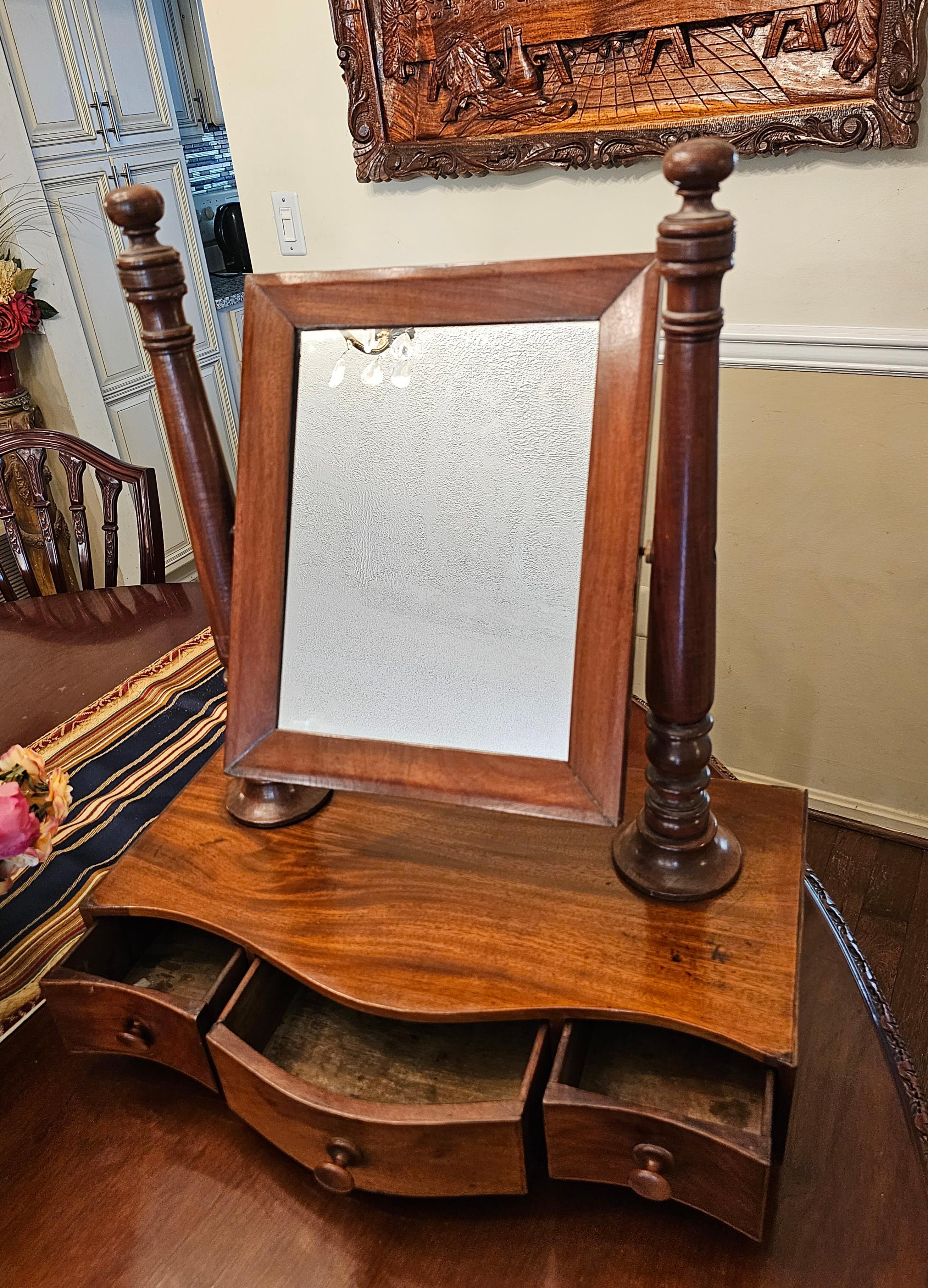19th Century 19th Victorian Mahogany Shaving Mirror or Chest Mirror For Sale