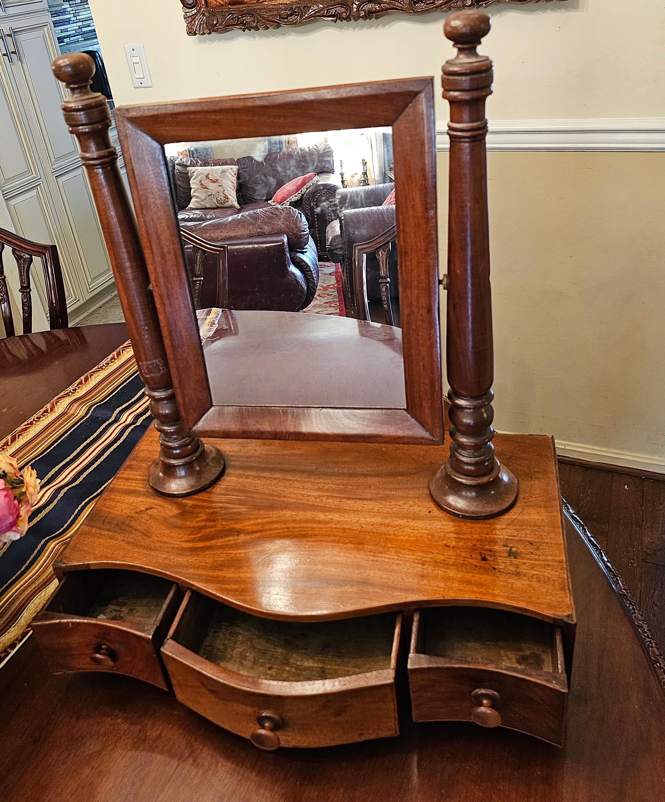 19th Victorian Mahogany Shaving Mirror or Chest Mirror For Sale 1