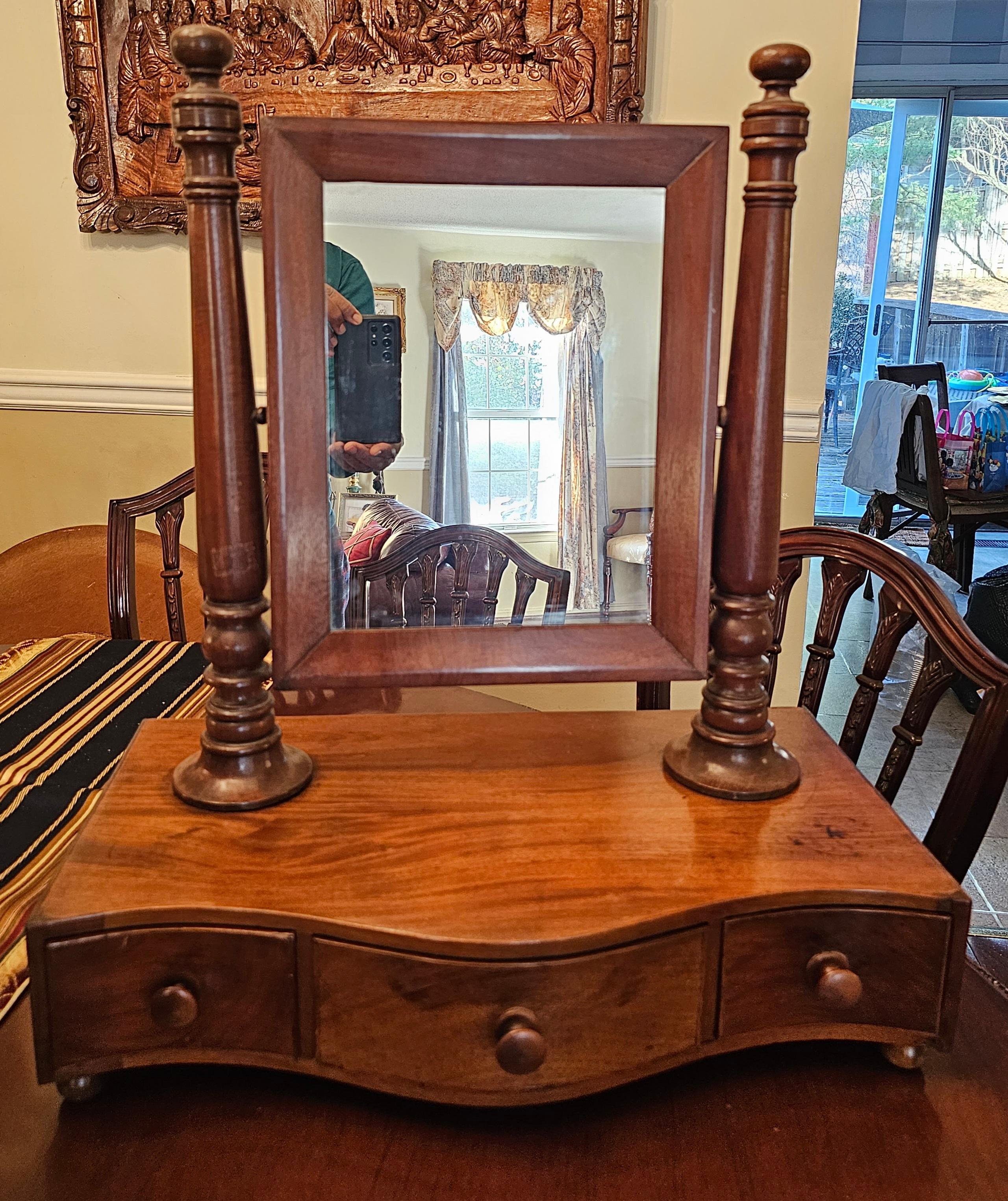 19th Victorian Mahogany Shaving Mirror or Chest Mirror For Sale 2