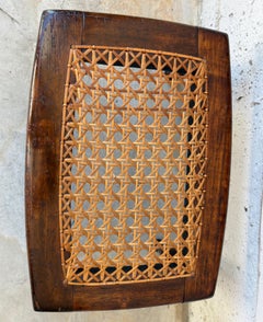 19th Walnut Footstool w/ Cane Seat