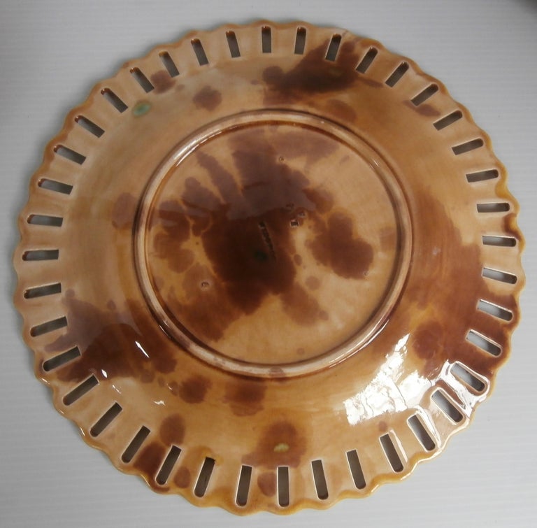 19th Century Wedgwood Majolica Reticulated and Basketweave Plate For