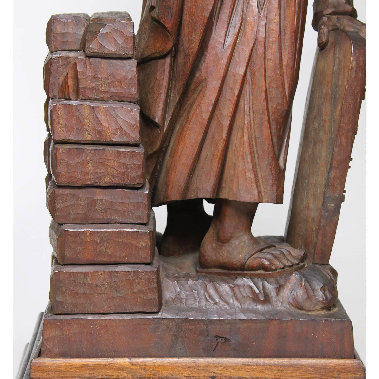 19th-20th Century Renaissance Carved Wood Judica Figure of Michelangelo's Moses For Sale 2