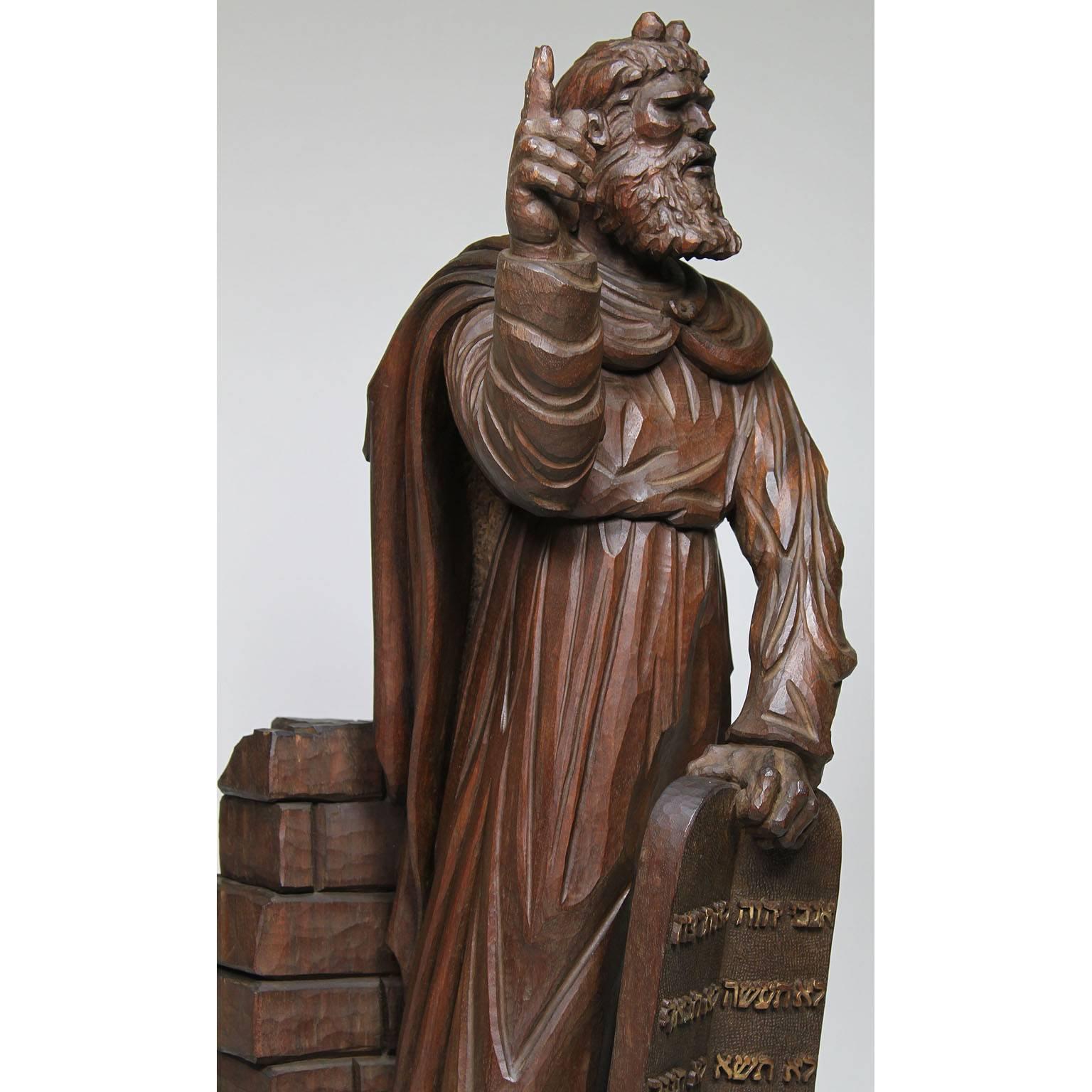 19th-20th Century Renaissance Carved Wood Judica Figure of Michelangelo's Moses For Sale 3