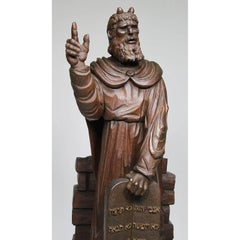 19th-20th Century Renaissance Carved Wood Judica Figure of Michelangelo's Moses