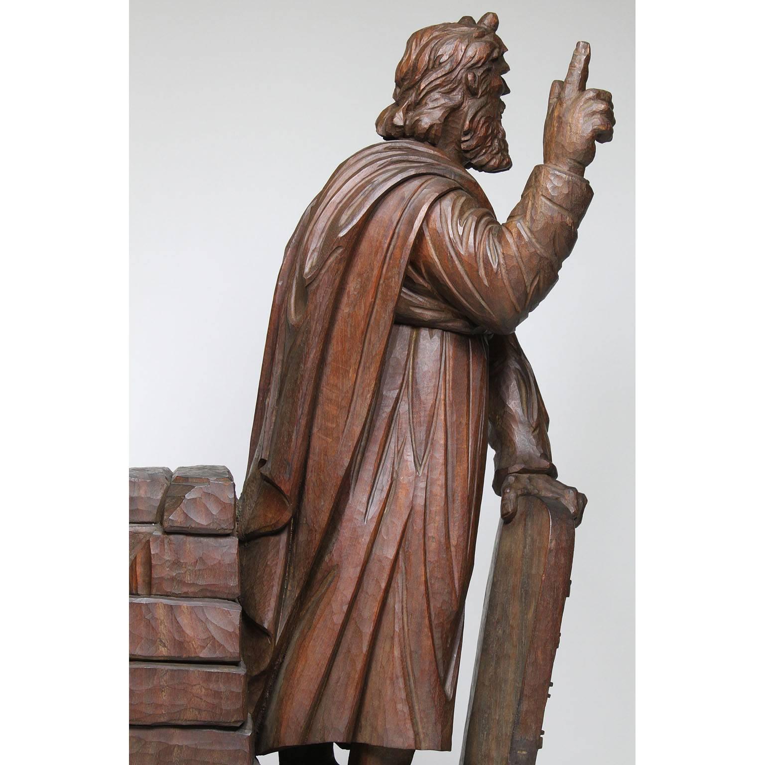 19th-20th Century Renaissance Carved Wood Judica Figure of Michelangelo's Moses For Sale 1