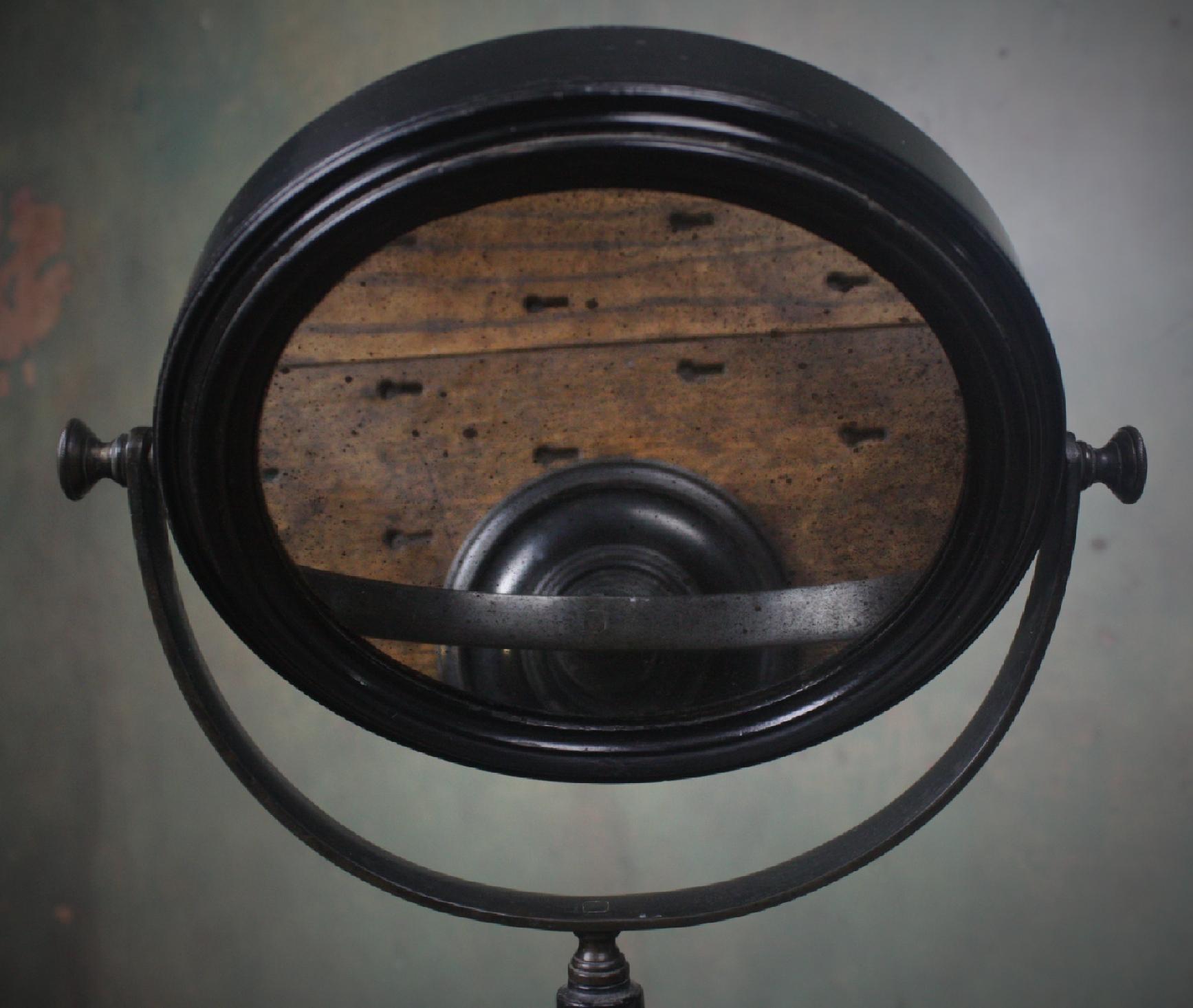Adjustable Concave Ebonised and Brass Optical Scientific Mercury Mirror 4
