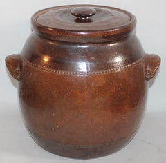 19th Century Amazing Pottery Bean Pot with Handles