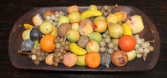 19th Century American Dough Bowl with Stone Fruit Collection of 75 Pieces