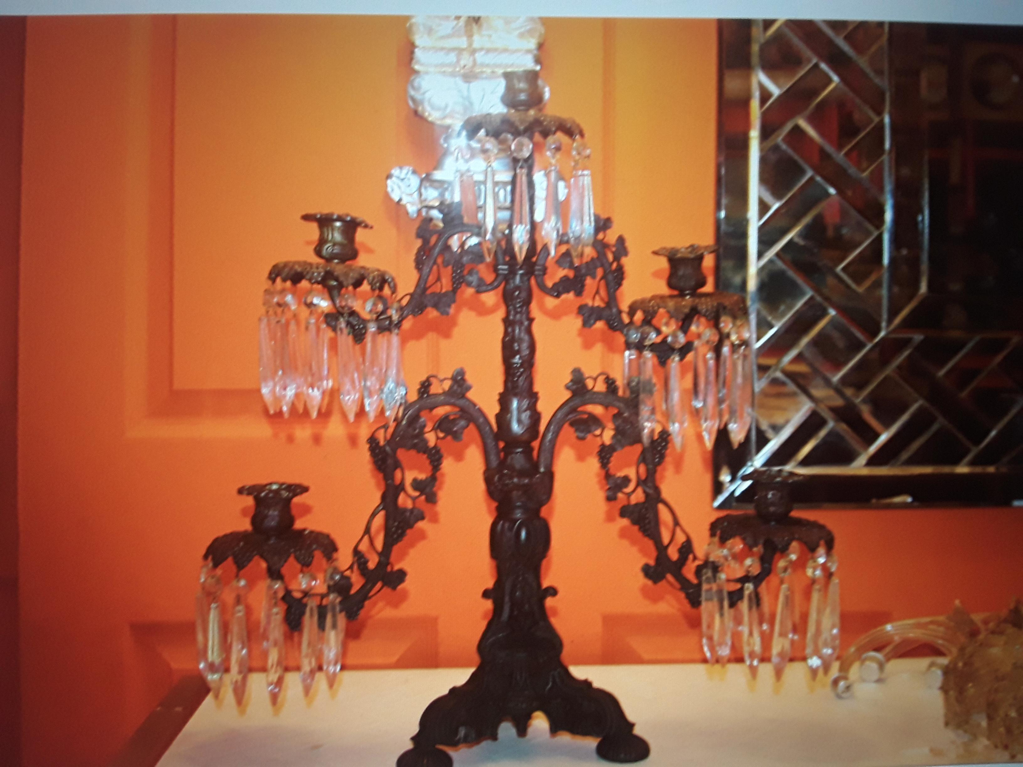 19thc American Large American Made Grape Tree w/Vines Highly Detailed Candelabra For Sale 7