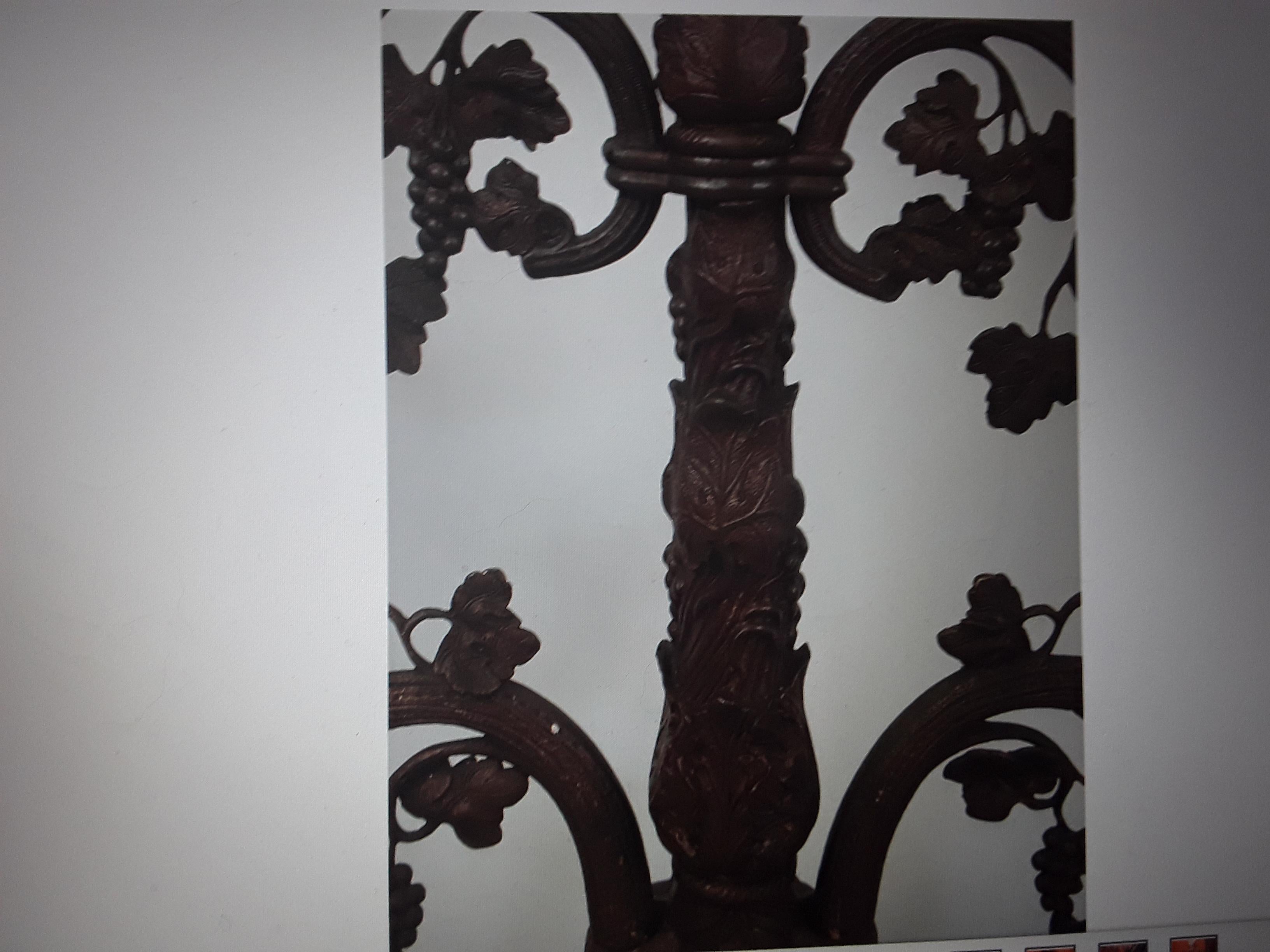 19thc American Large American Made Grape Tree w/Vines Highly Detailed Candelabra For Sale 2