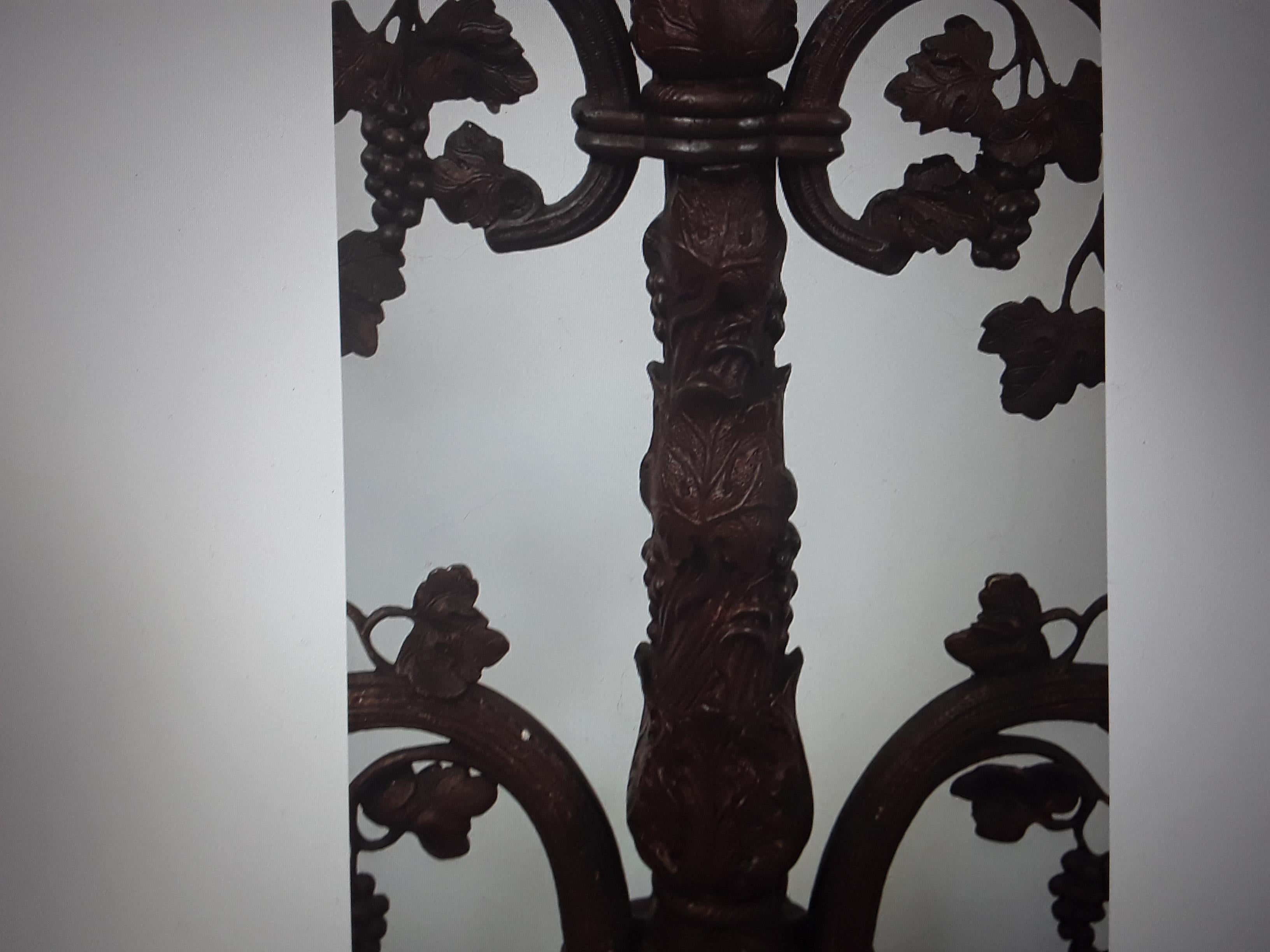 19thc American Large American Made Grape Tree w/Vines Highly Detailed Candelabra For Sale 3