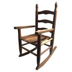 Antique 19thc American Oak Child's Rocking Chair