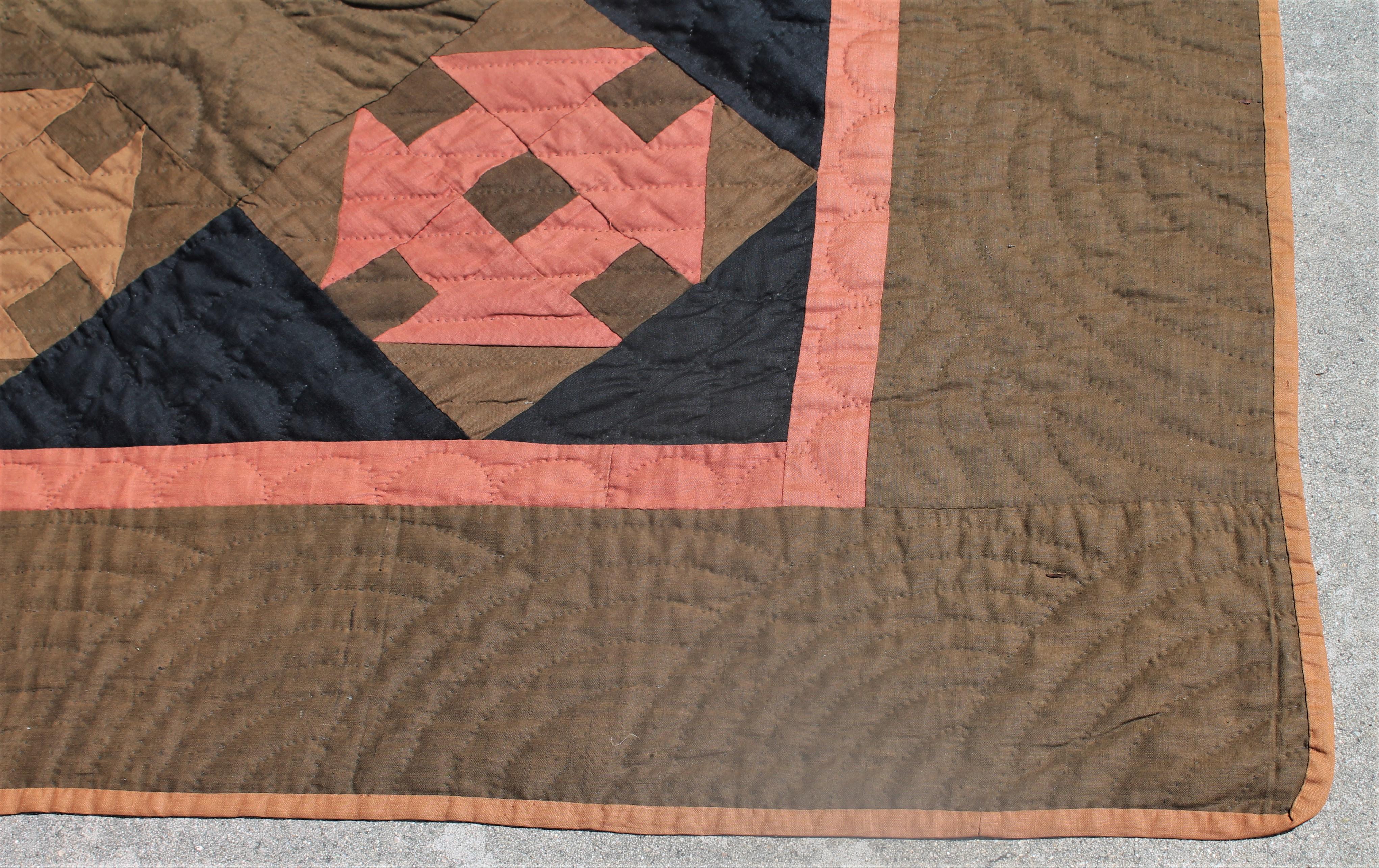 American 19th Century Amish Hole in the Barn Door Quilt, Dated 1890 For Sale