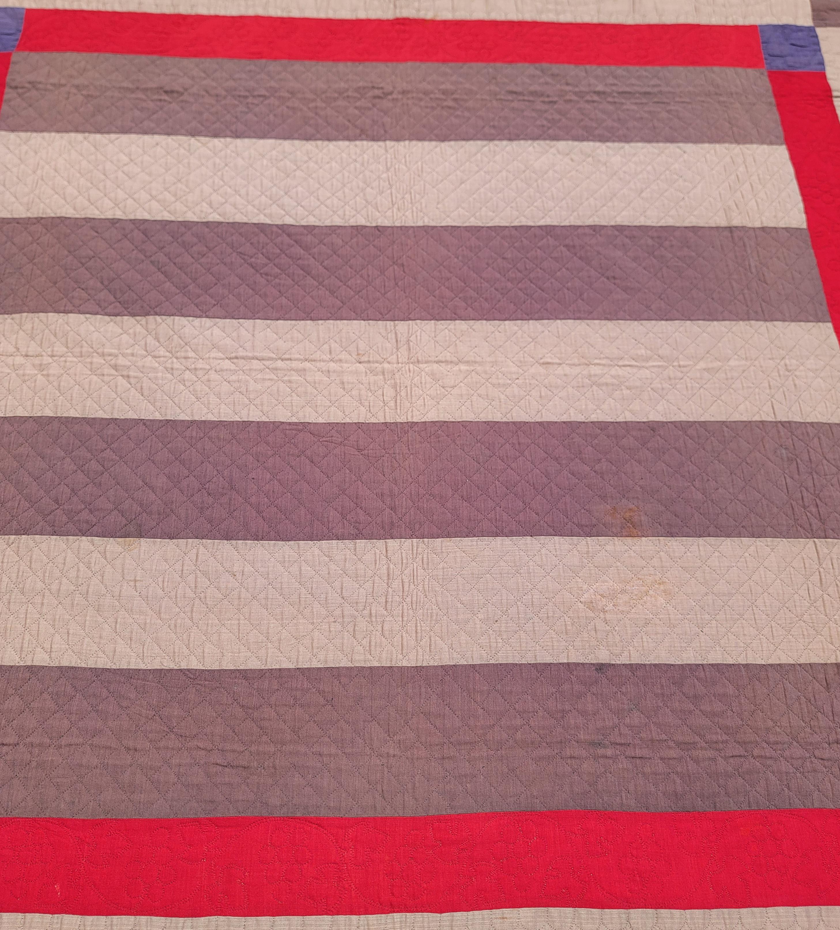 Adirondack 19thc Amish Wool Bars Quilt For Sale