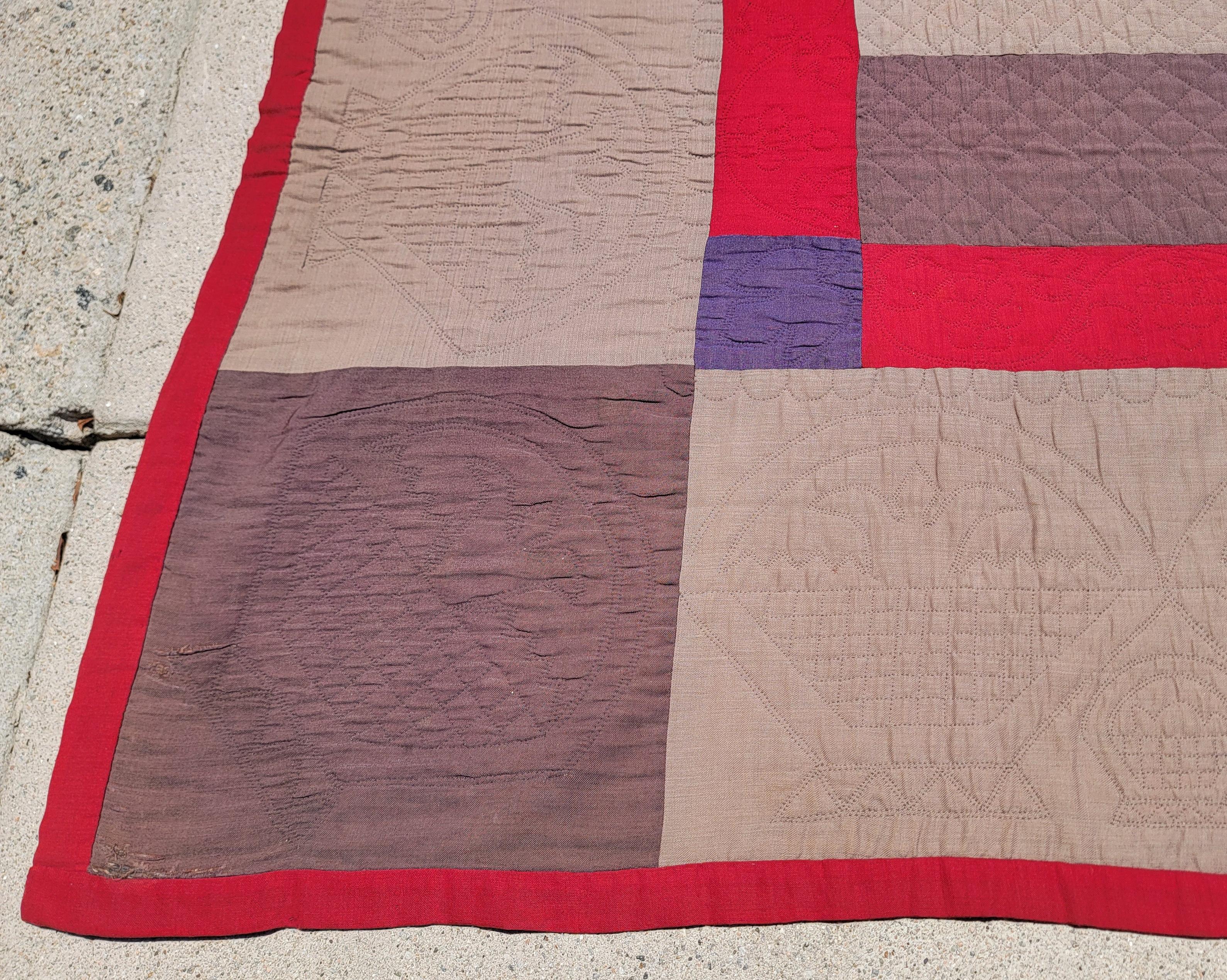 American 19thc Amish Wool Bars Quilt For Sale