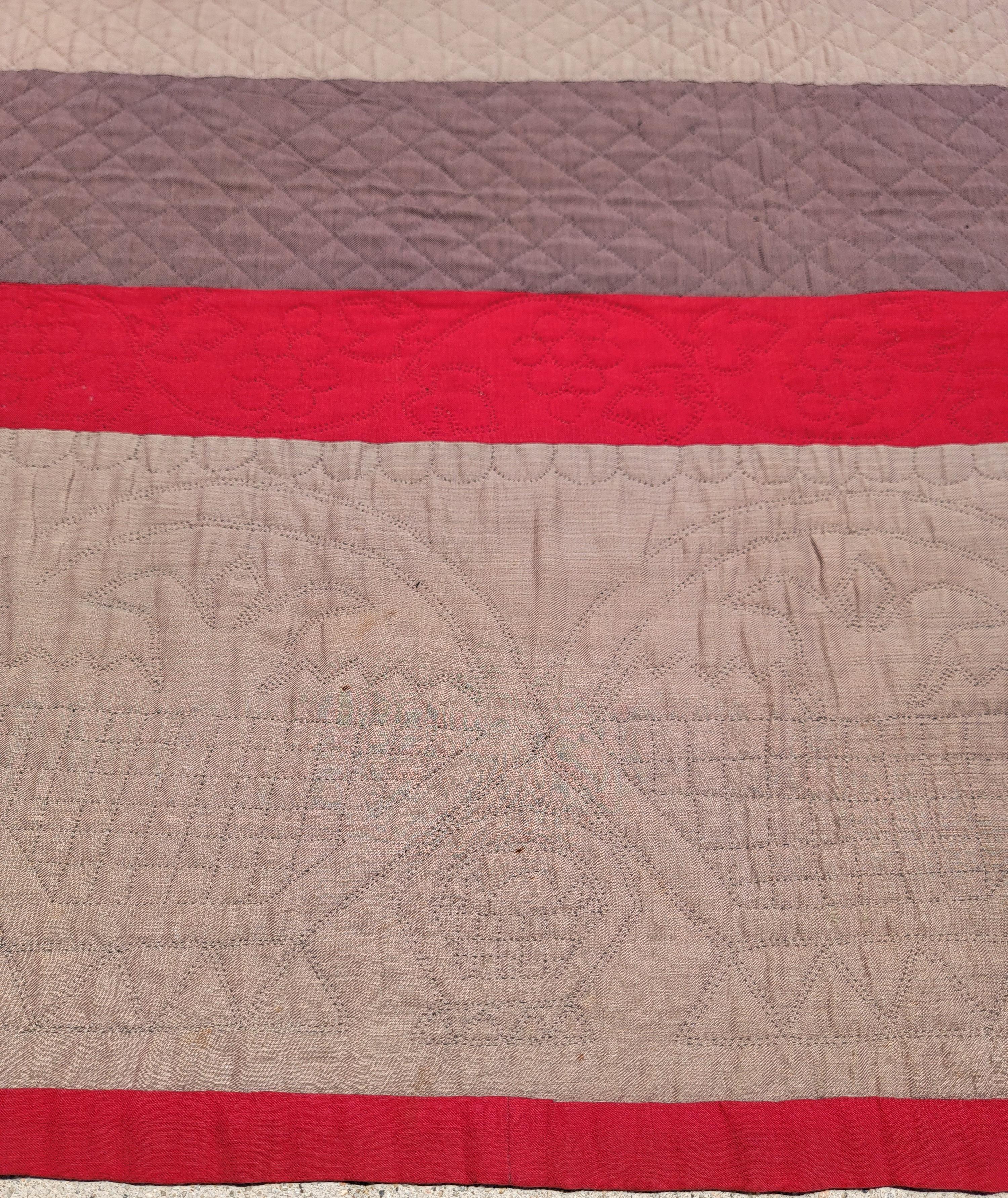 Hand-Crafted 19thc Amish Wool Bars Quilt For Sale