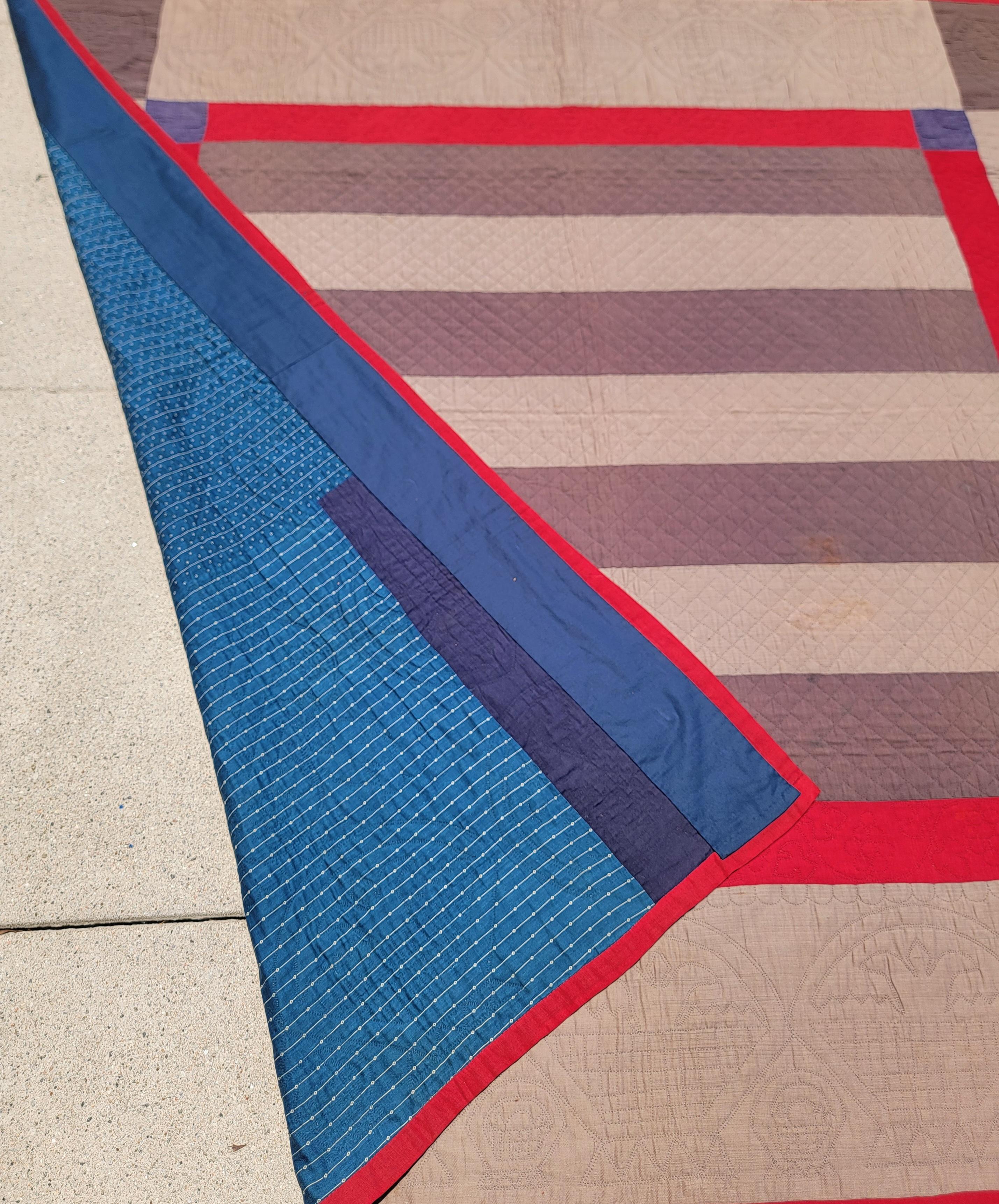 19th Century 19thc Amish Wool Bars Quilt For Sale